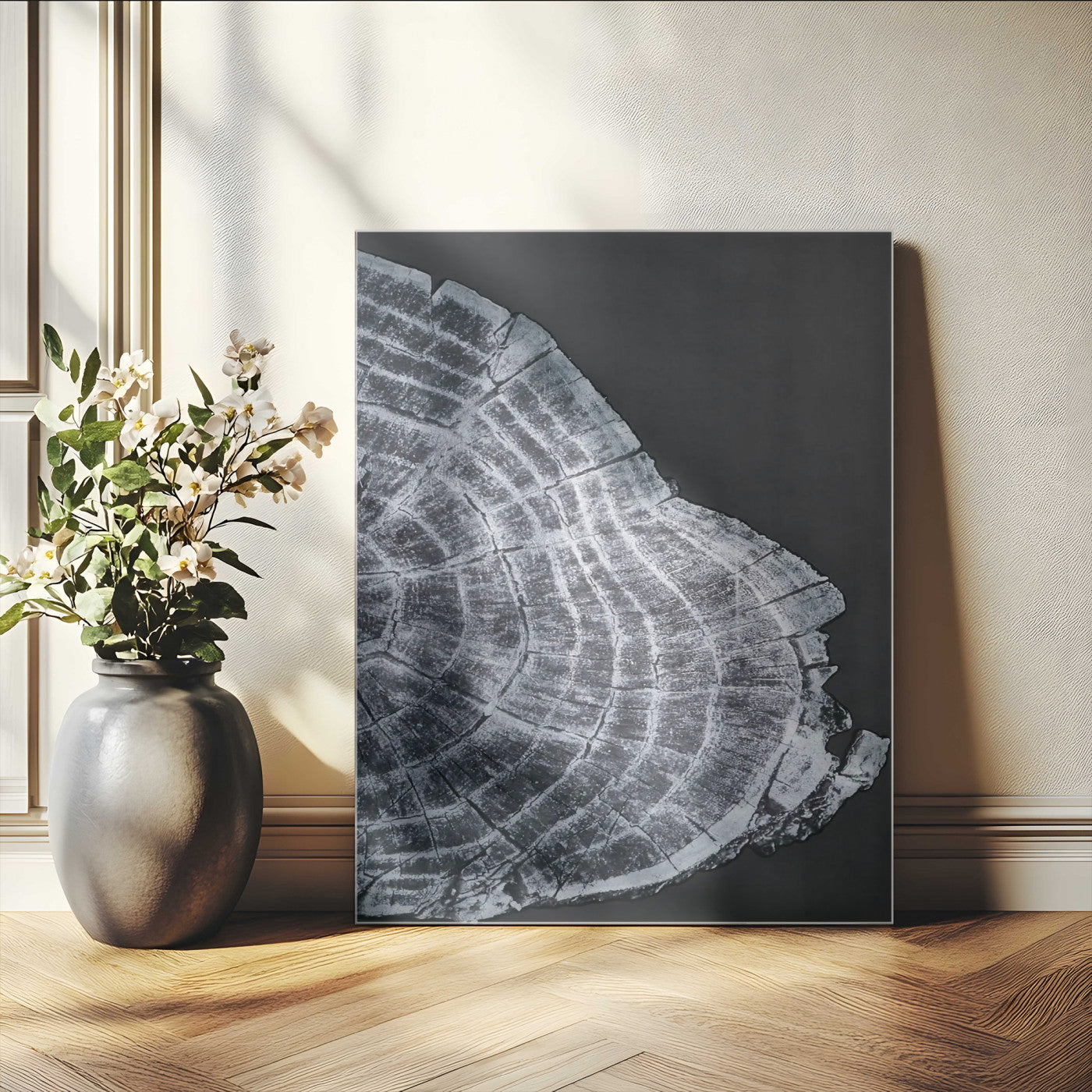 34094020-MGV-CV-24X36-Tree Ring Canvas Wall Art Canvas Print, Framed Modern Rustic Decor Art Picture Print, Botanical Tree Ring Perfect Modern Rustic