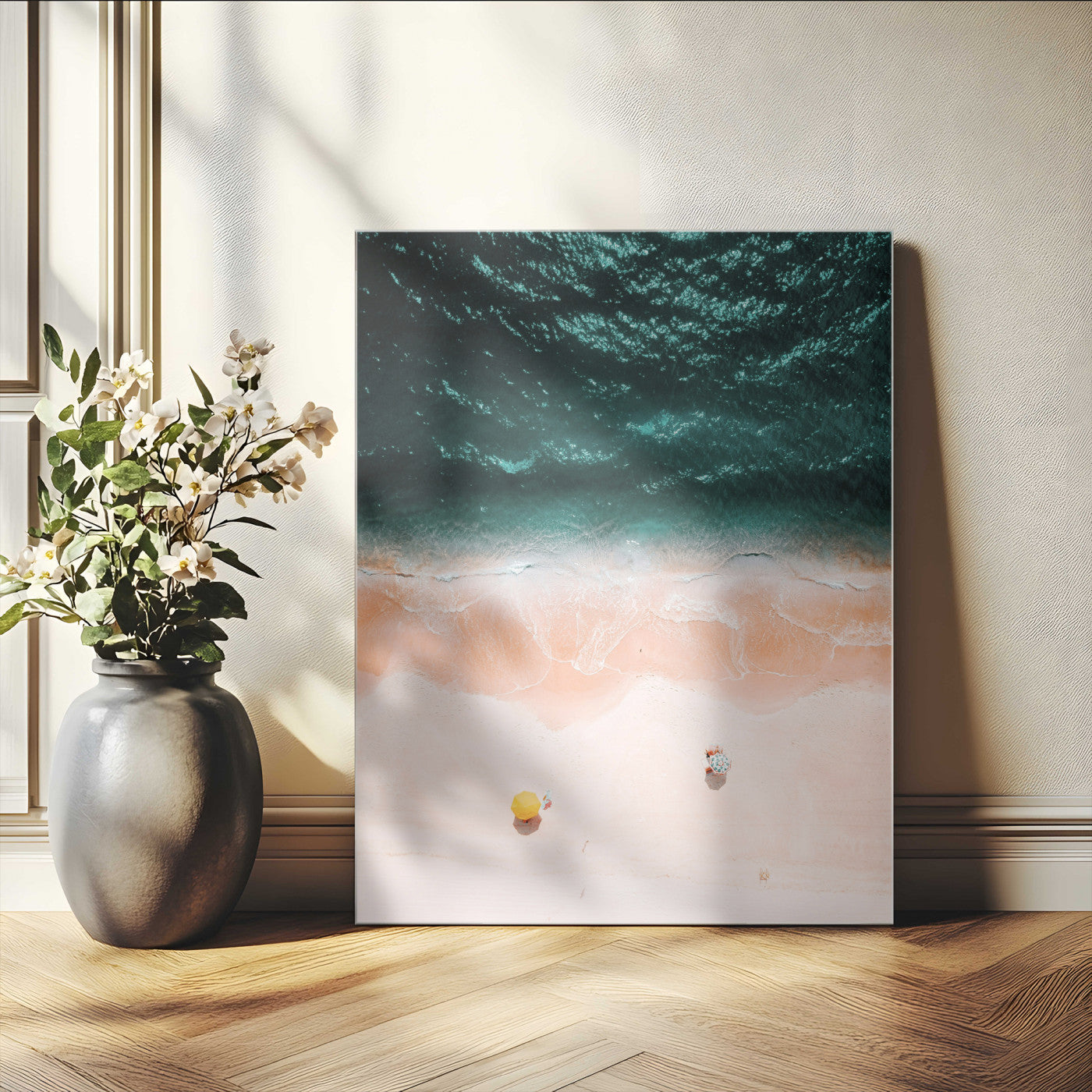 44468317-MGV-CV-24X36-Tropical Relaxation Wall Art Canvas Print, Framed Coastal Vibes Art Picture Print, Ocean Aesthetic Perfect Coastal Minimalist