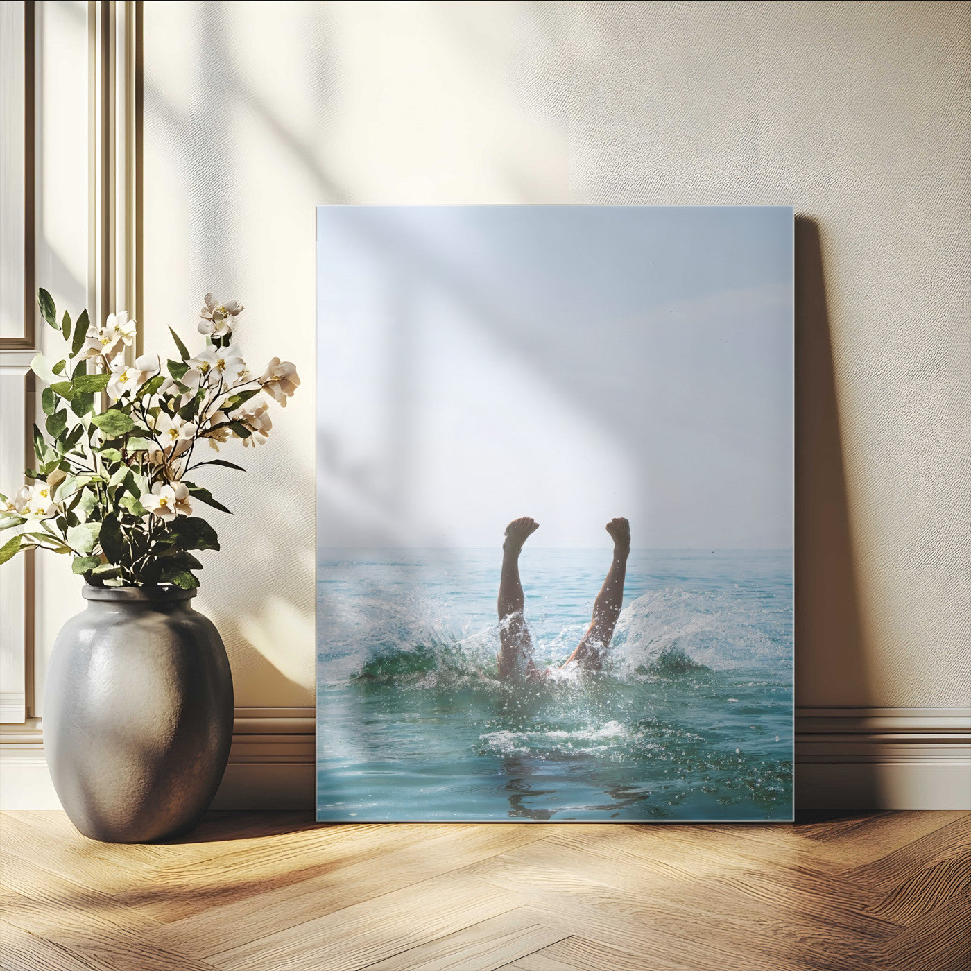 56400447-MGV-CV-24X36-Summer Splash Ocean Photography Canvas Wall Art – Vibrant Coastal Beach Vibes Decor, Fun Vacation Photo, Living Room or Bedroom