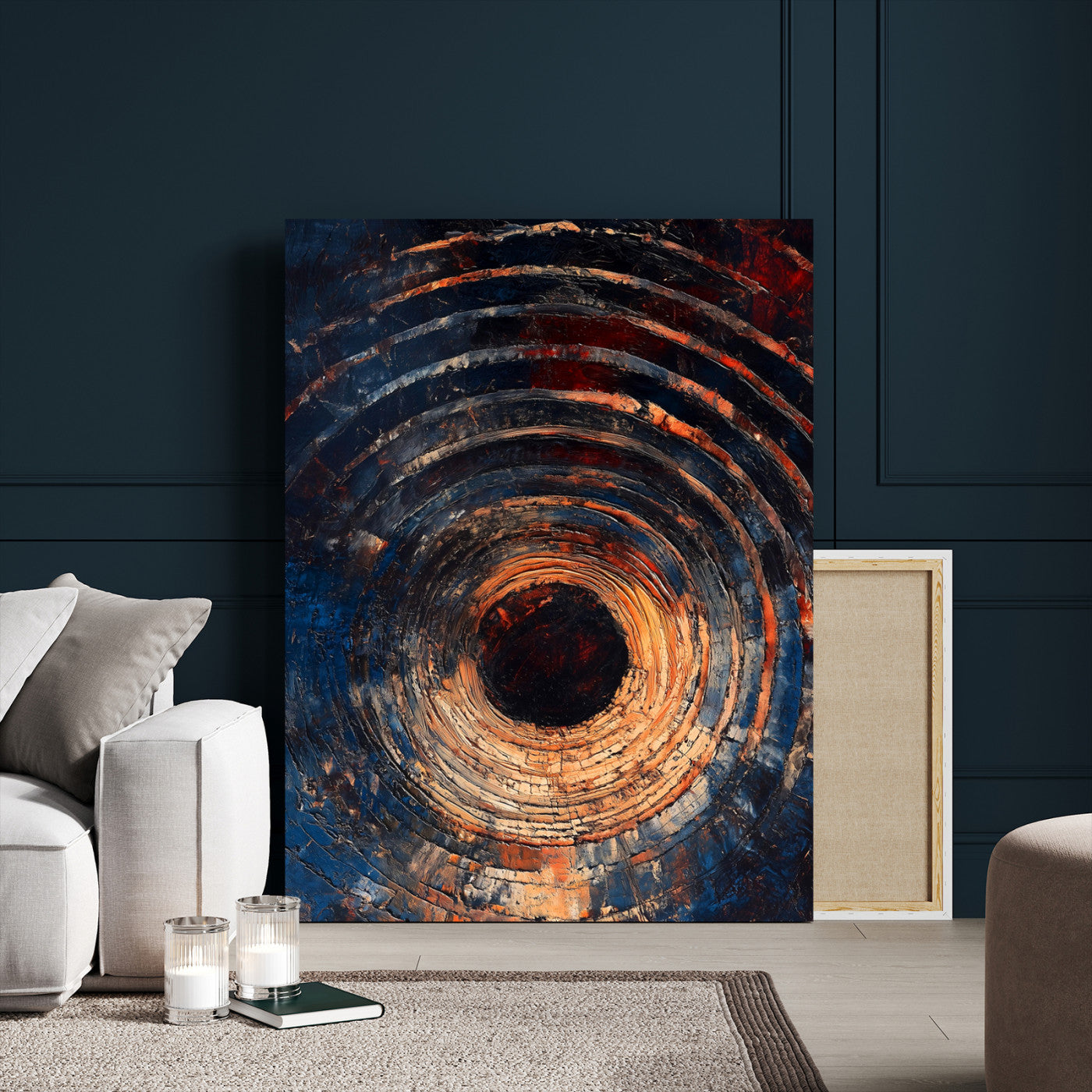 95449028-MGV-CV-24X36-Textured Spiral Wall Art Canvas Print, Framed Abstract Void Art Picture Print, Wooden Vortex Perfect Modern Industrial Decor