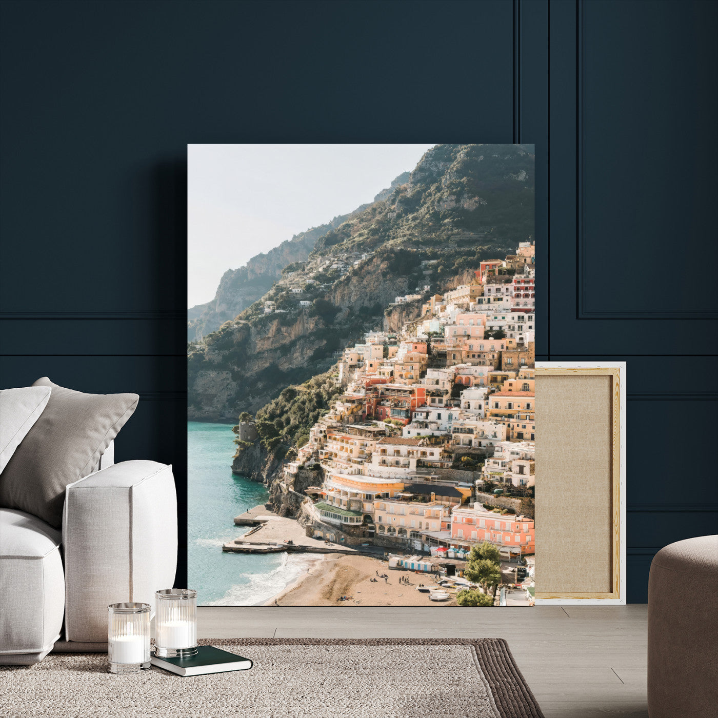 28897019-MGV-CV-24X36-Positano Coastline Wall Art Canvas Print, Framed Amalfi Architecture Art Picture Print, Italian Riviera Perfect Mediterranean
