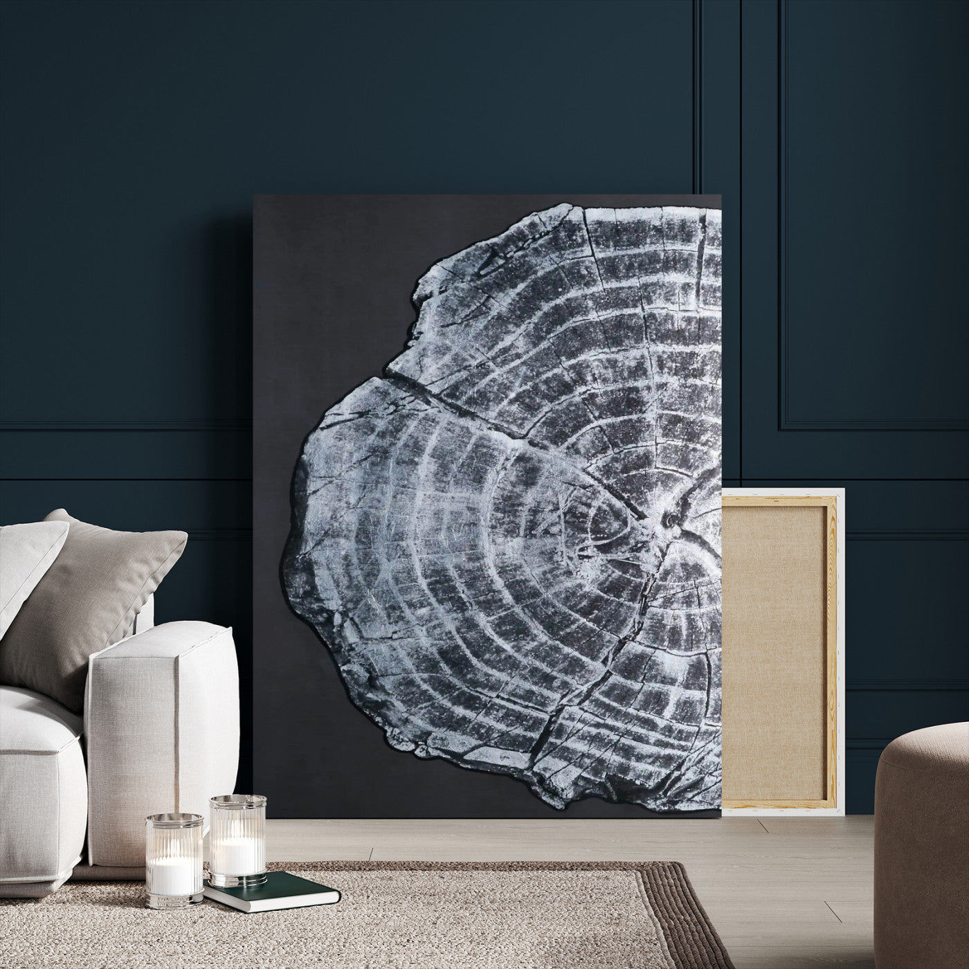 10432121-MGV-CV-24X36-Tree Ring Canvas Wall Art Canvas Print, Framed Rustic Wood Wall Art Picture Print, Botanical Tree Slice Perfect Modern Lodge Decor