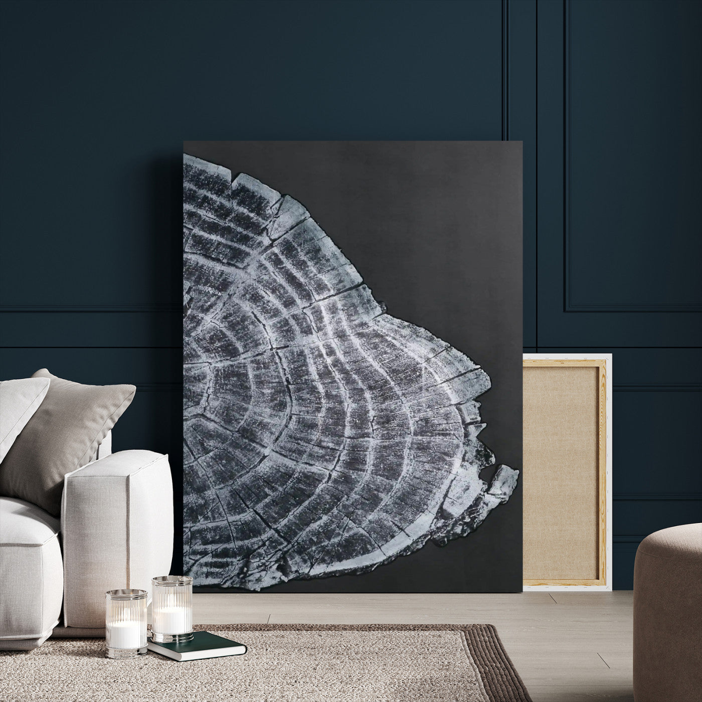 34094020-MGV-CV-24X36-Tree Ring Canvas Wall Art Canvas Print, Framed Modern Rustic Decor Art Picture Print, Botanical Tree Ring Perfect Modern Rustic