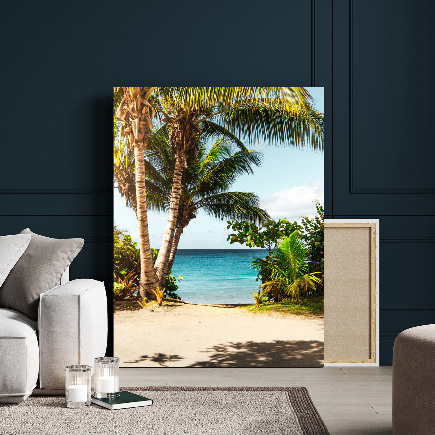 10046923-MGV-CV-24X36-Palm Tree Canvas Wall Art Canvas Print, Framed Coastal Wall Art Art Picture Print, Island Wall Decor Perfect Coastal Tropical