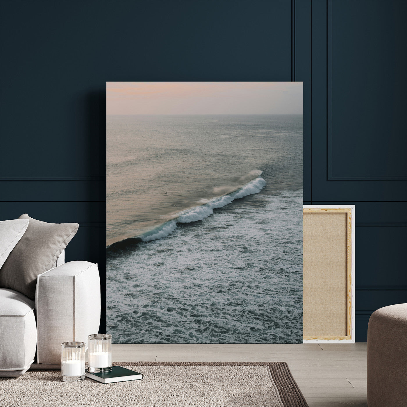 88999168-MGV-CV-24X36-Ocean Waves Wall Art Canvas Print, Framed Coastal Serenity Art Picture Print, Relaxing Ocean Perfect Modern Coastal Decor Artwork
