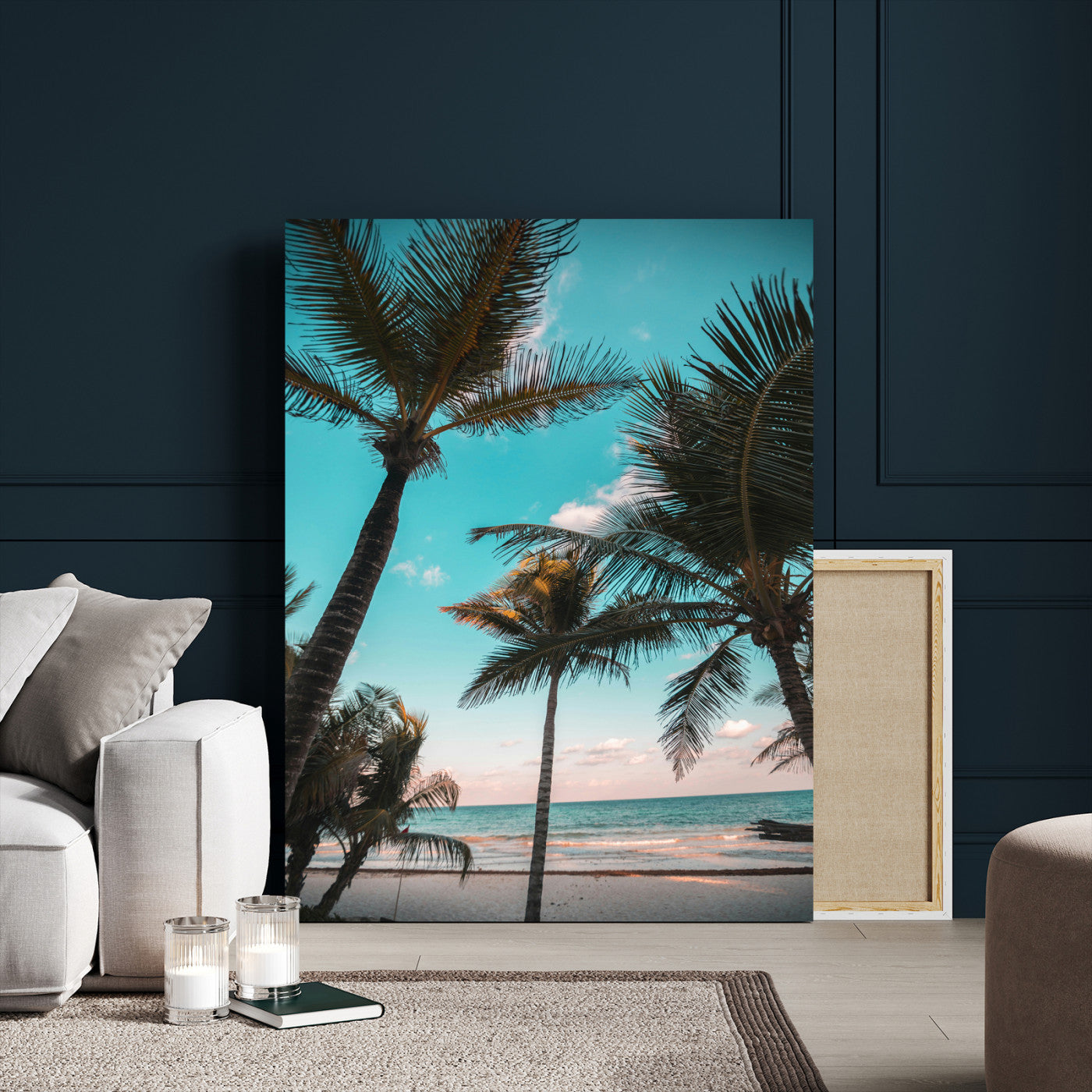 49451039-MGV-CV-24X36-Palm Trees Wall Art Canvas Print, Framed Tropical Beach Art Picture Print, Ocean Breeze Perfect Tropical Coastal Decor Artwork
