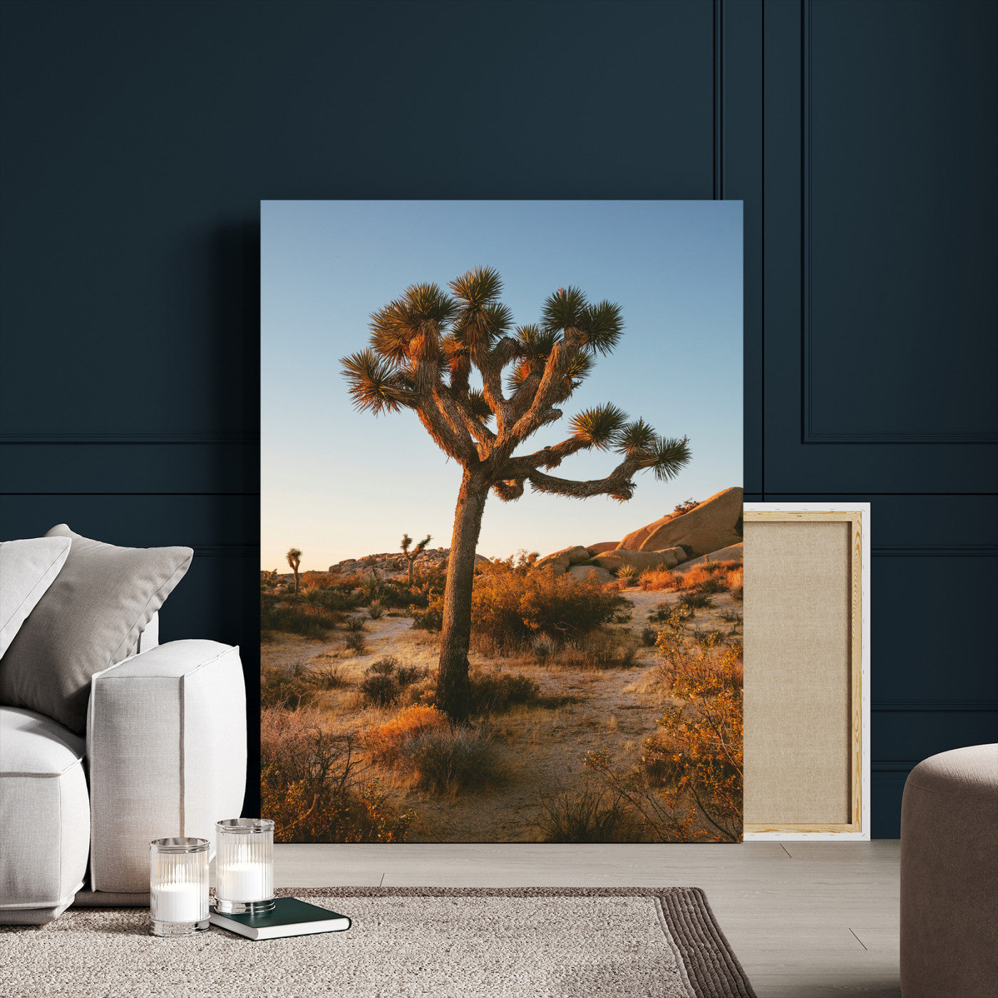 96503558-MGV-CV-24X36-Joshua Tree Wall Art Canvas Print, Framed Desert Sunset Art Picture Print, Golden Hour Light Perfect Southwestern Boho Decor