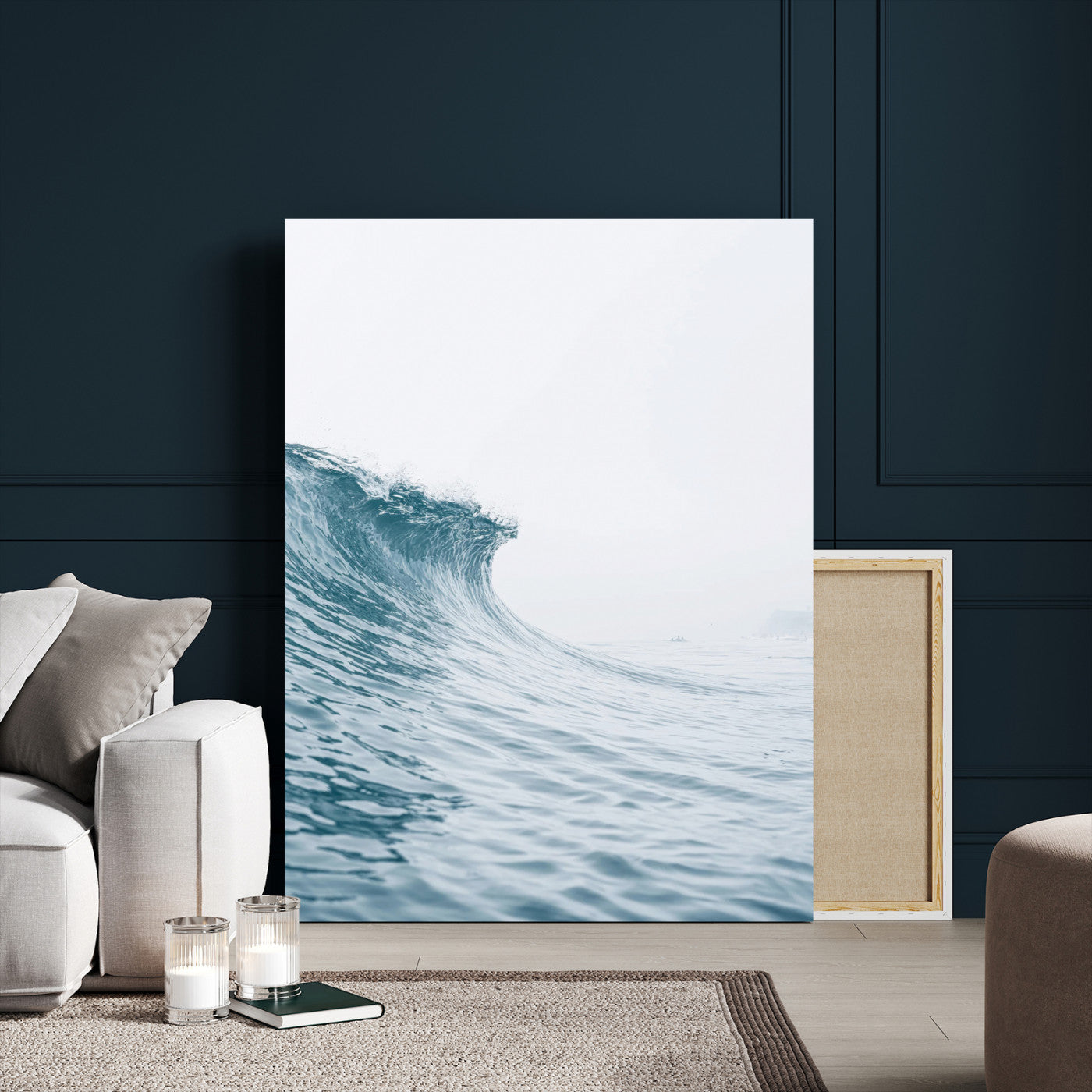 38699249-MGV-CV-24X36-Ocean Wave Wall Art – Minimalist Sea Canvas Print, Rising Surf and Misty Horizon Photography Decor for Bedroom, Living Room,