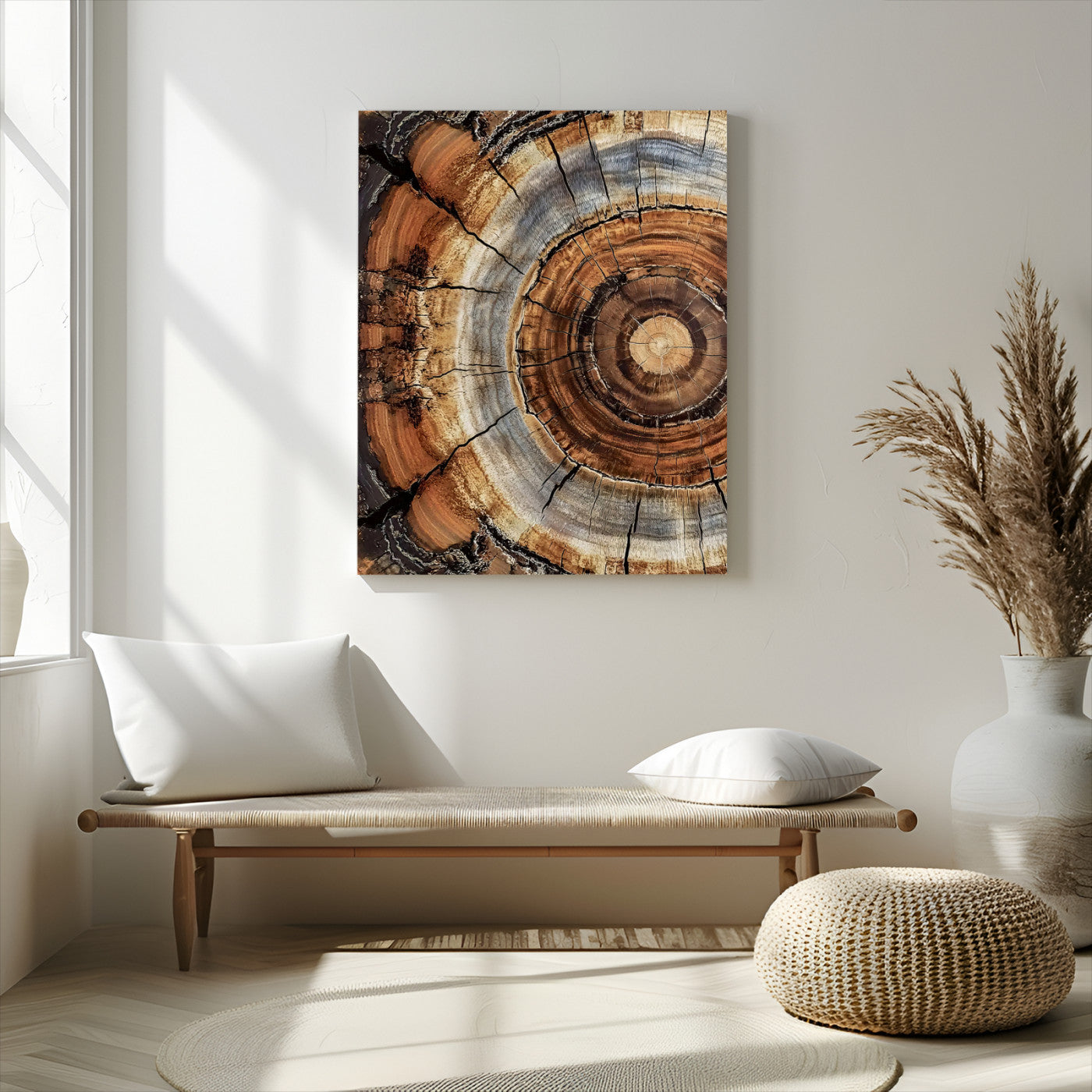 28233914-MGV-CV-24X36-Tree Rings Wall Art Canvas Print, Framed Wood Texture Art Picture Print, Rustic Pattern Perfect Rustic Organic Decor Artwork