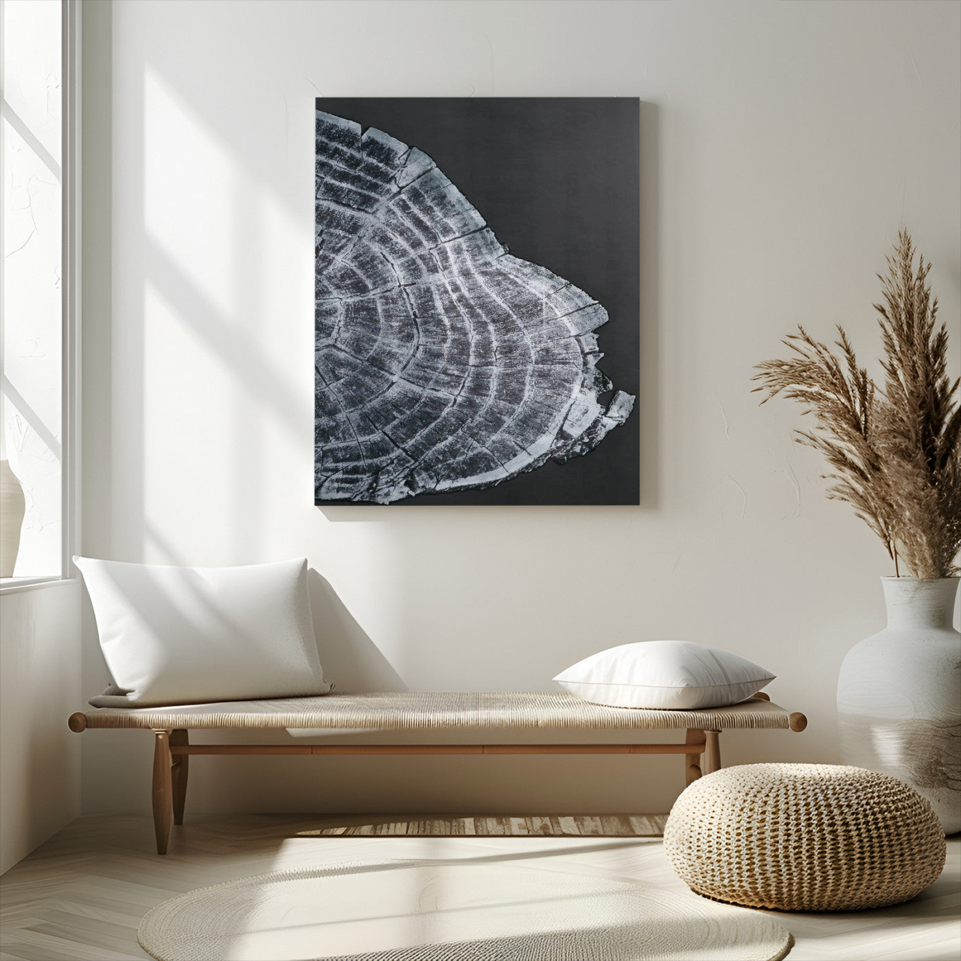 34094020-MGV-CV-24X36-Tree Ring Canvas Wall Art Canvas Print, Framed Modern Rustic Decor Art Picture Print, Botanical Tree Ring Perfect Modern Rustic