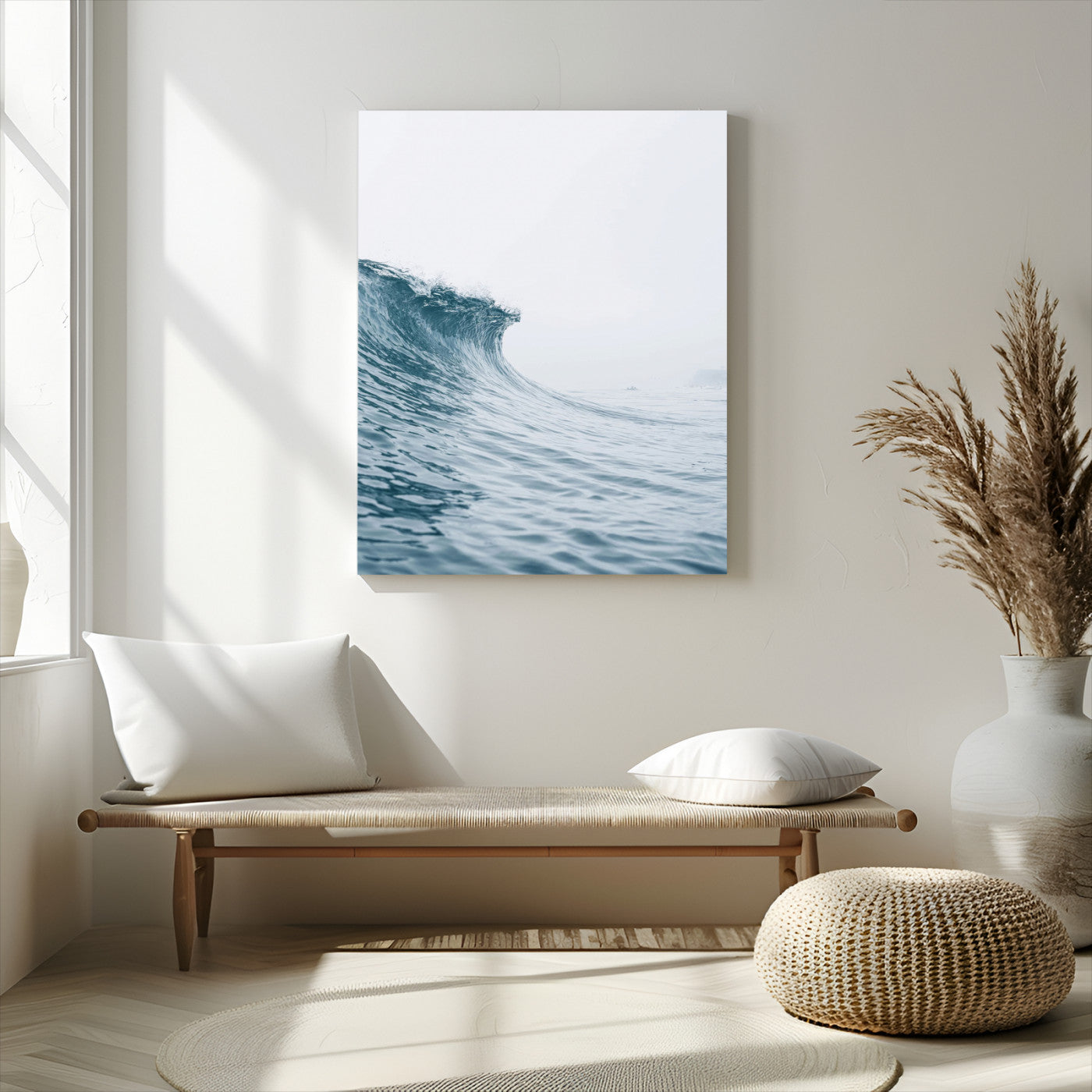 38699249-MGV-CV-24X36-Ocean Wave Wall Art – Minimalist Sea Canvas Print, Rising Surf and Misty Horizon Photography Decor for Bedroom, Living Room,