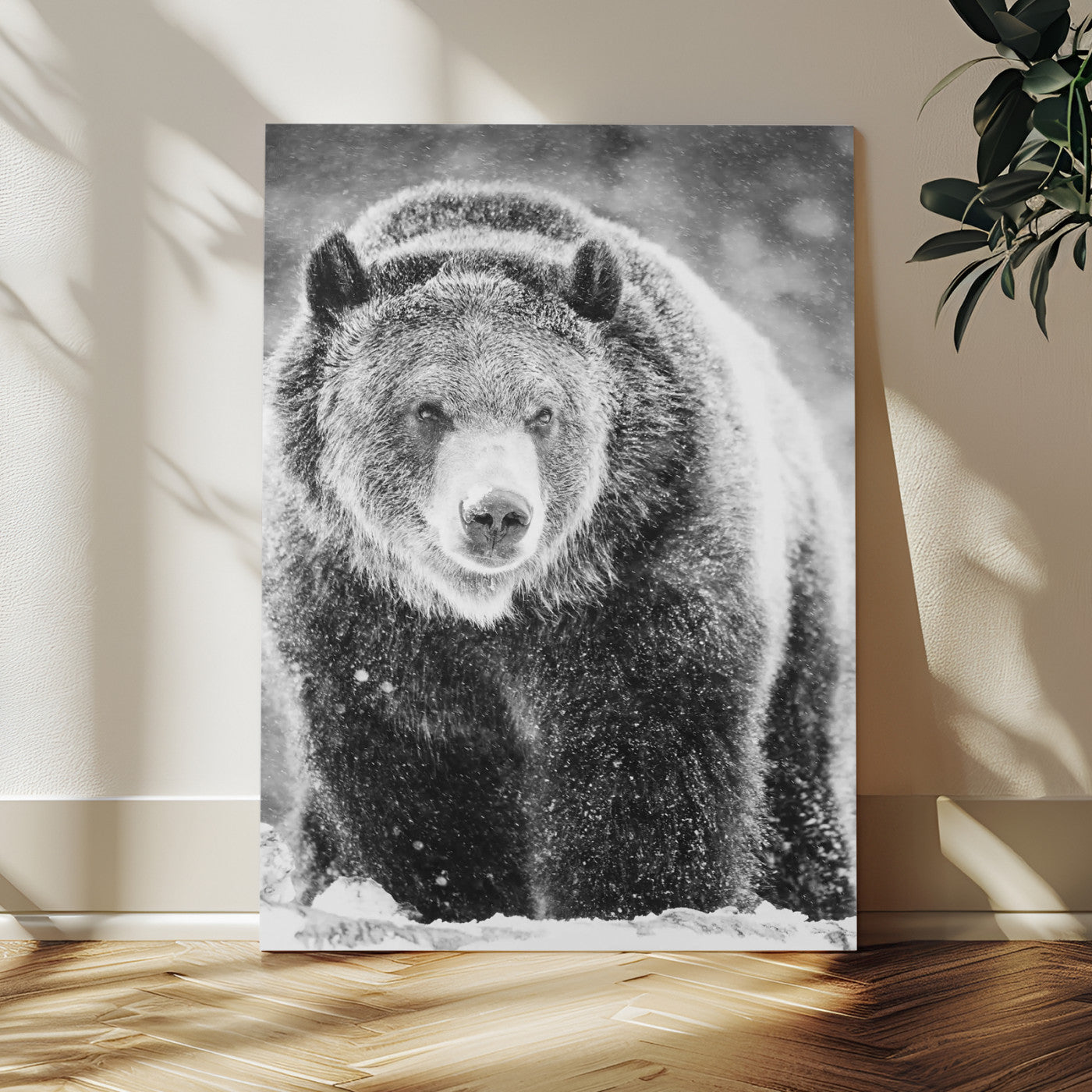 98050634-MGV-CV-24X36-Bison Portrait Wall Art Canvas Print, Framed Rustic Wall Accent Art Picture Print, Lodge Style Perfect Rustic Lodge Decor Artwork