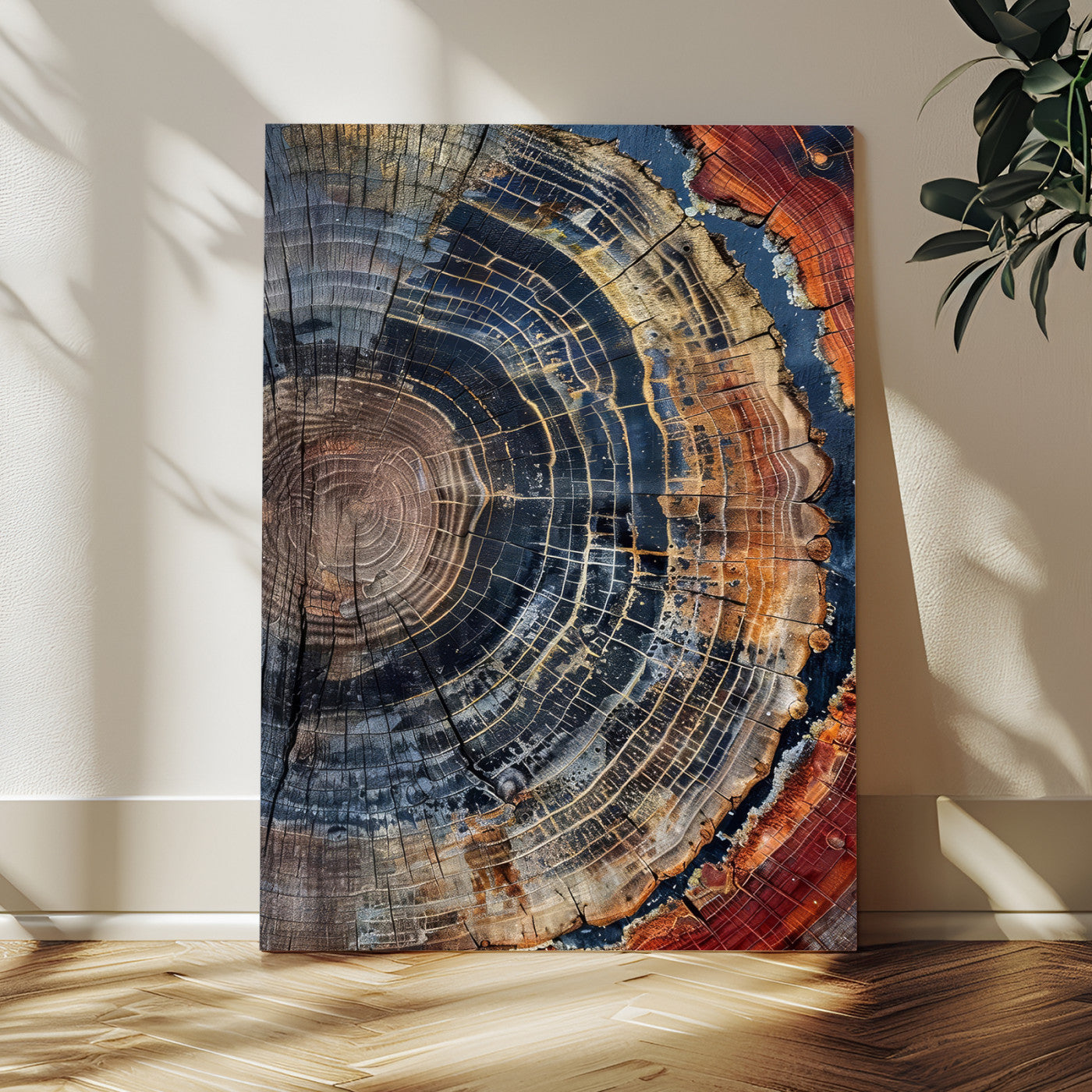 36357958-MGV-CV-24X36-Tree Ring Texture Wall Art Canvas Print, Framed Rustic Wood Decor Art Picture Print, Timber Wall Accent Perfect Rustic Farmhouse