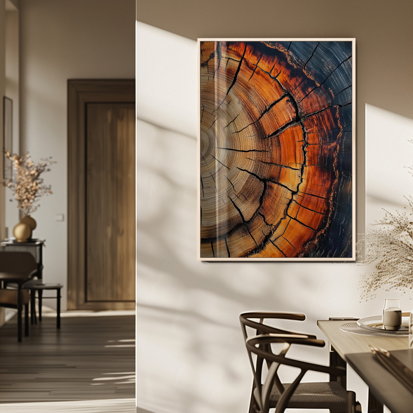74113861-MGV-CV-24X36-Tree Ring Art Wall Art Canvas Print, Framed Rustic Wood Art Art Picture Print, Timber Wall Decor Perfect Modern Rustic Decor