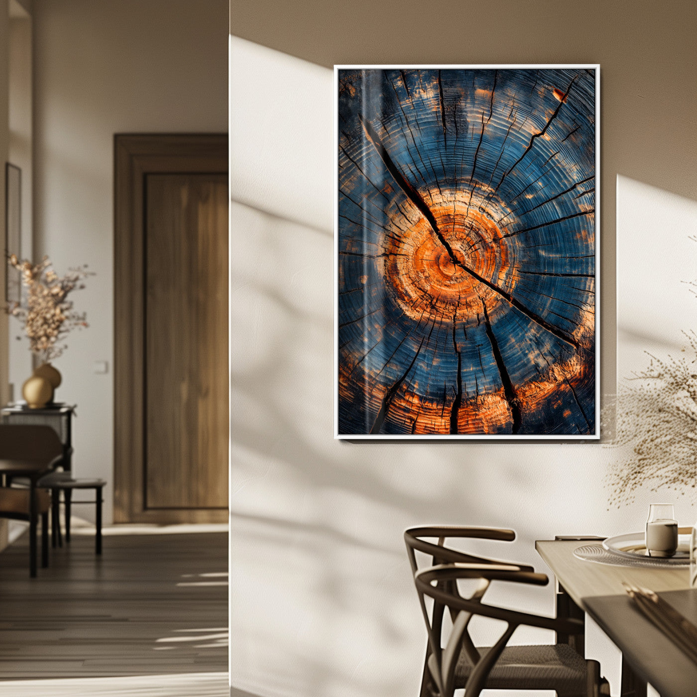 44185164-MGV-FP-48X32-3P_White-Tree Rings Wall Art Canvas Print, Framed Rustic Texture Art Picture Print, Wood Grain Perfect Rustic Industrial Decor Artwork