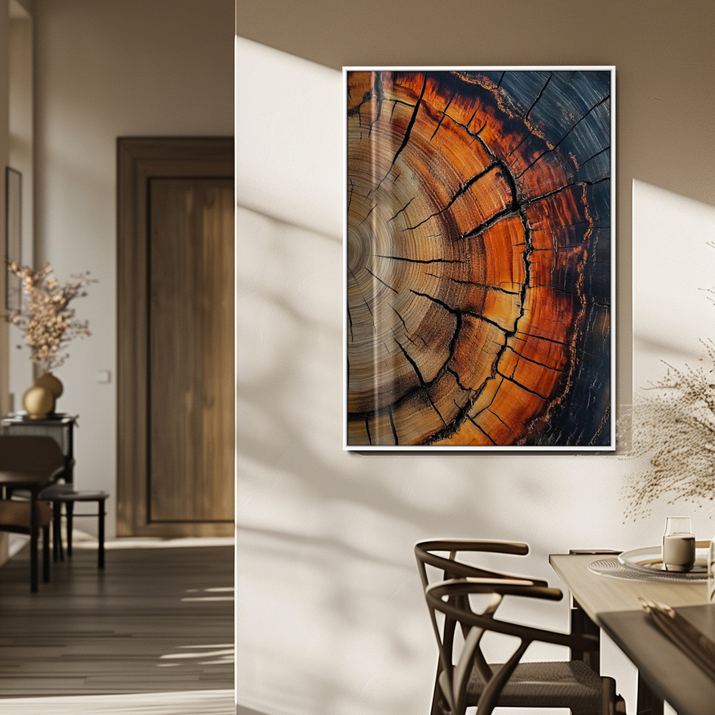 74113861-MGV-CV-24X36-Tree Ring Art Wall Art Canvas Print, Framed Rustic Wood Art Art Picture Print, Timber Wall Decor Perfect Modern Rustic Decor