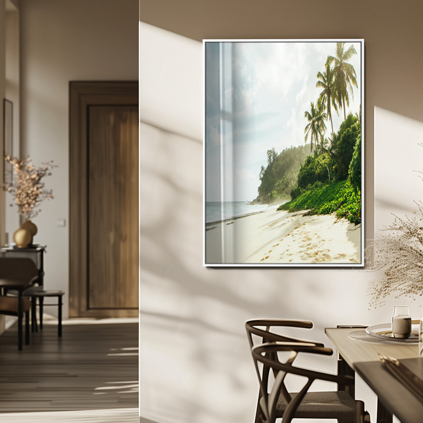 42984524-MGV-CV-24X36-Relaxing Beach Wall Art Canvas Print, Framed Ocean View Art Picture Print, Coastal Serenity Perfect Tropical Coastal Decor Artwork