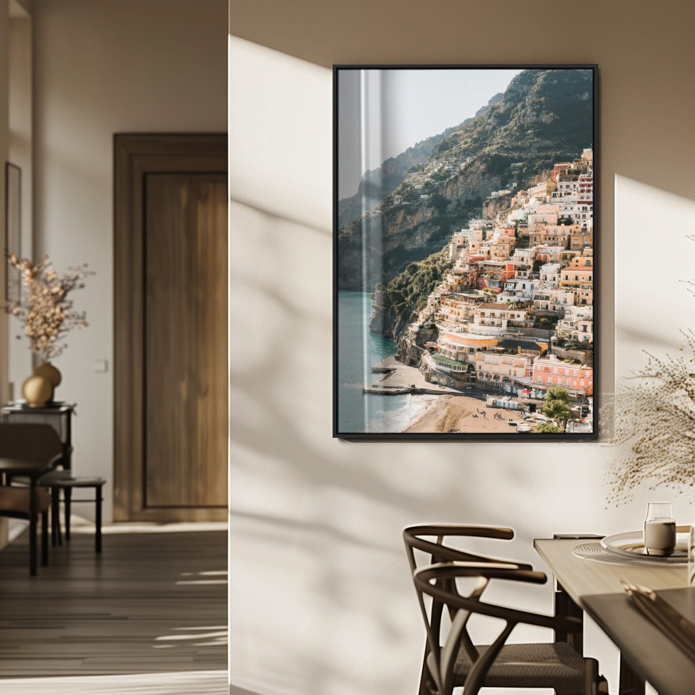 28897019-MGV-CV-24X36-Positano Coastline Wall Art Canvas Print, Framed Amalfi Architecture Art Picture Print, Italian Riviera Perfect Mediterranean