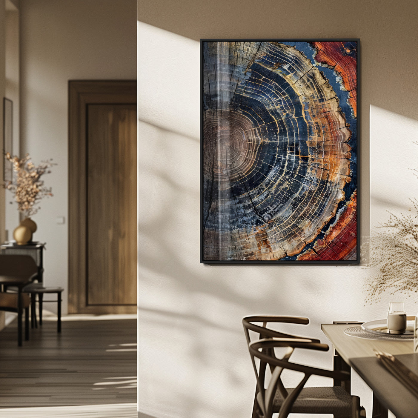 92693966-MGV-FP-48X32-3P_Black-Timber Cut Close-Up Wall Art Canvas Print, Framed Rustic Wood Canvas Art Picture Print, Natural Texture Decor Perfect Modern Lodge