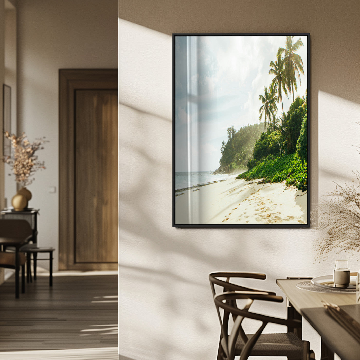 42984524-MGV-CV-24X36-Relaxing Beach Wall Art Canvas Print, Framed Ocean View Art Picture Print, Coastal Serenity Perfect Tropical Coastal Decor Artwork