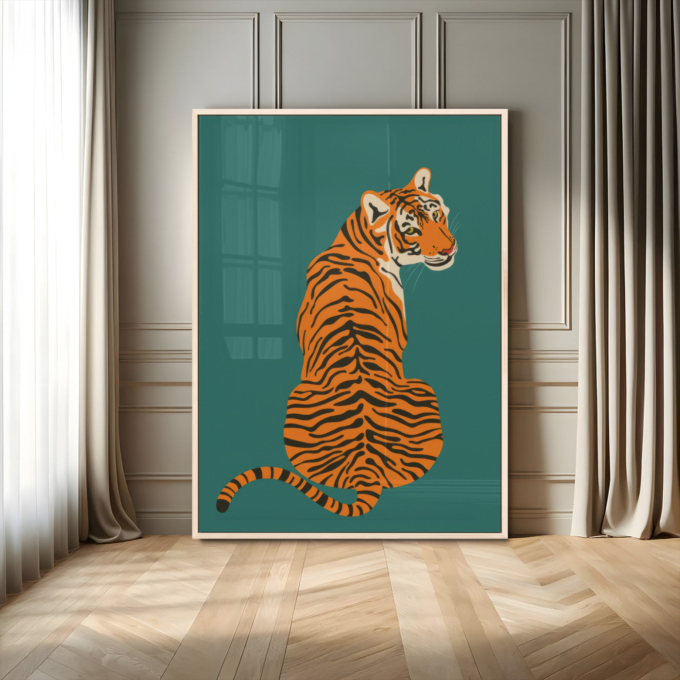 12468-MGV-CV-24X36-Tiger Wall Art – Modern Jungle Cat Canvas Print, Bold Wildlife Animal Decor for Bedroom, Office, Living Room or Nature Inspired