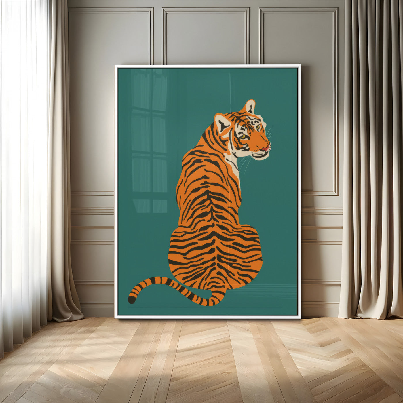 12468-MGV-CV-24X36-Tiger Wall Art – Modern Jungle Cat Canvas Print, Bold Wildlife Animal Decor for Bedroom, Office, Living Room or Nature Inspired