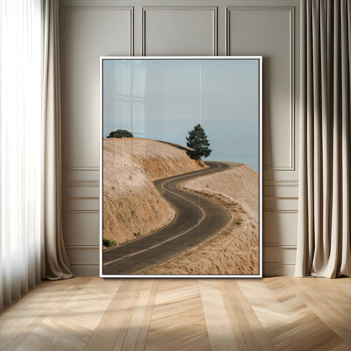 54702459-MGV-CV-24X36-Desert Road Wall Art Canvas Print, Framed Earthy Landscape Art Picture Print, Minimal Scenic Perfect Rustic Minimalist Decor