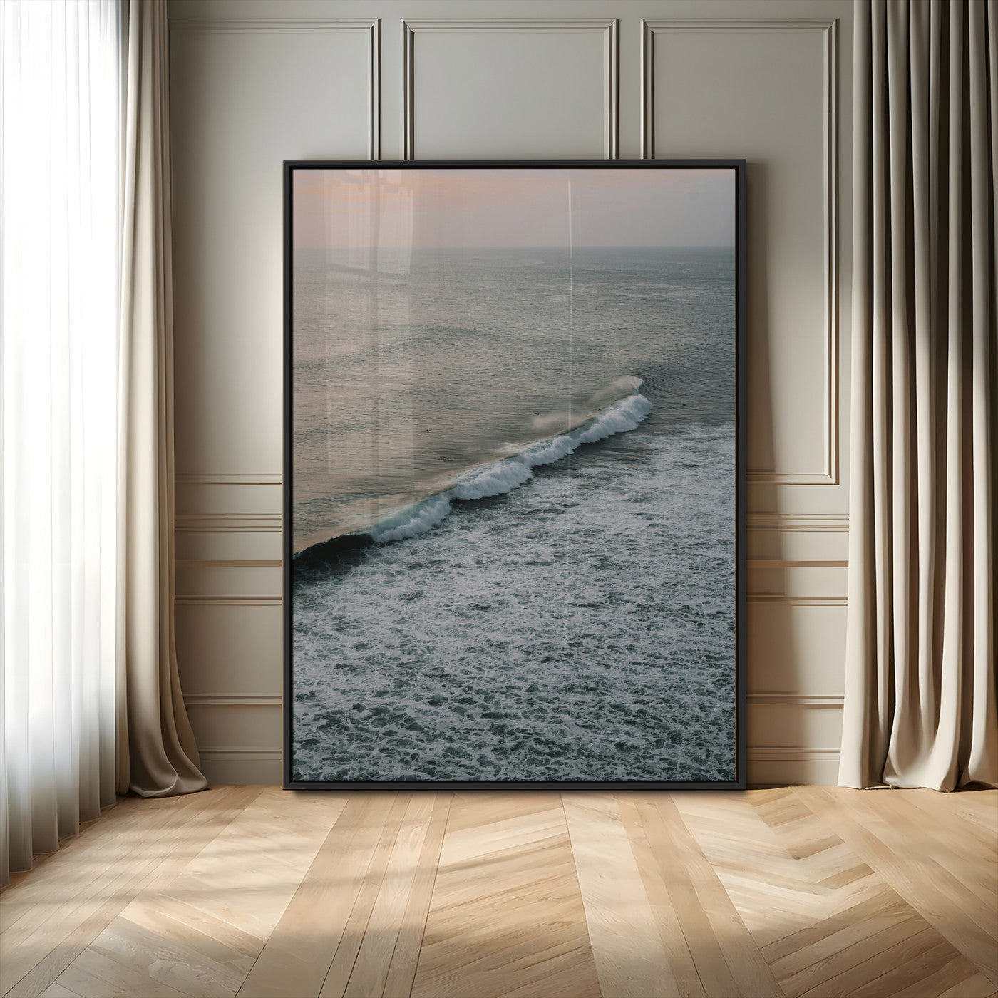88999168-MGV-CV-24X36-Ocean Waves Wall Art Canvas Print, Framed Coastal Serenity Art Picture Print, Relaxing Ocean Perfect Modern Coastal Decor Artwork