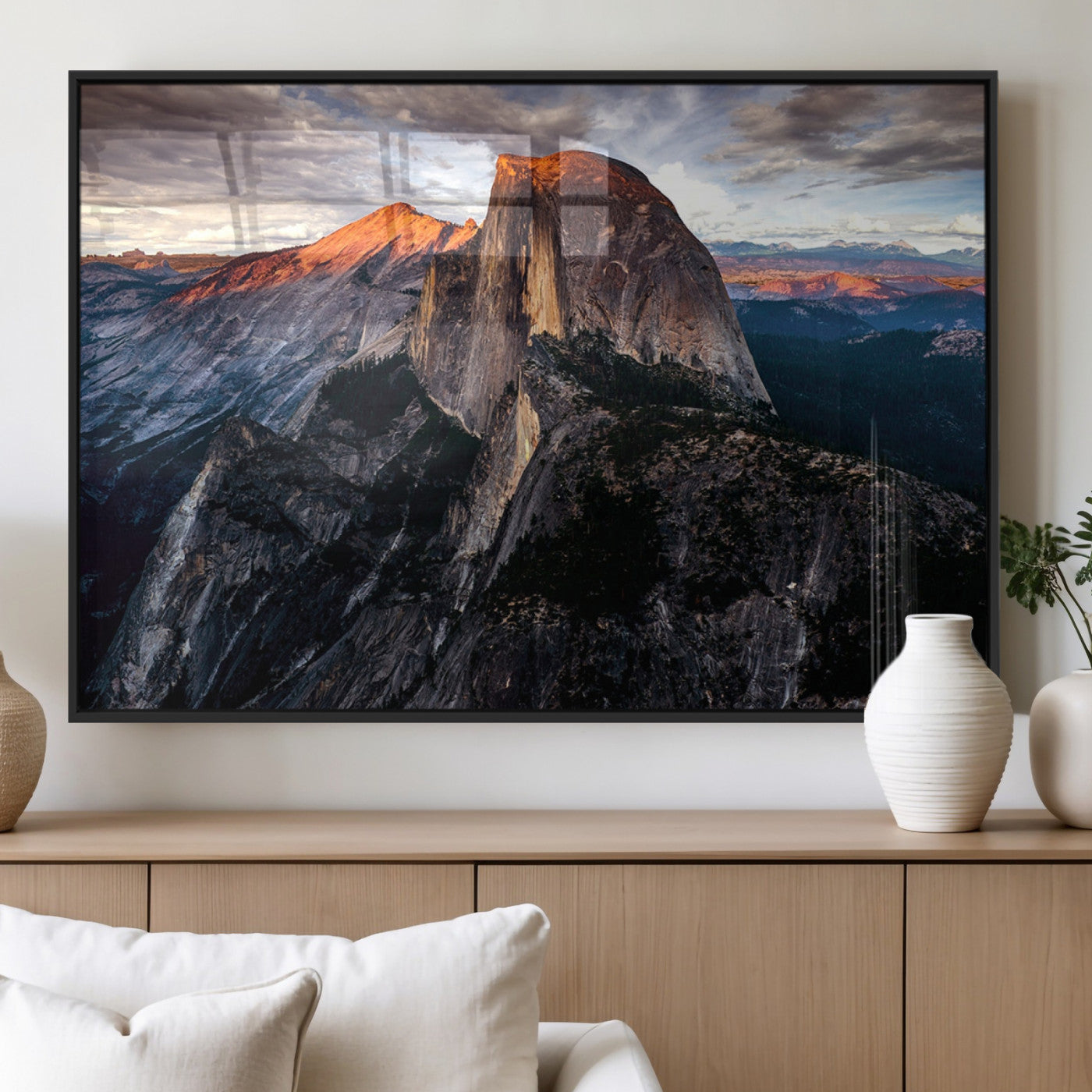 31332-MGV-FP-36X24-3P_Black-Mountain Landscape Wall Art – Majestic Sunset Rock Formation Canvas Print, Nature Scenic Decor for Living Room, Office, Cabin or