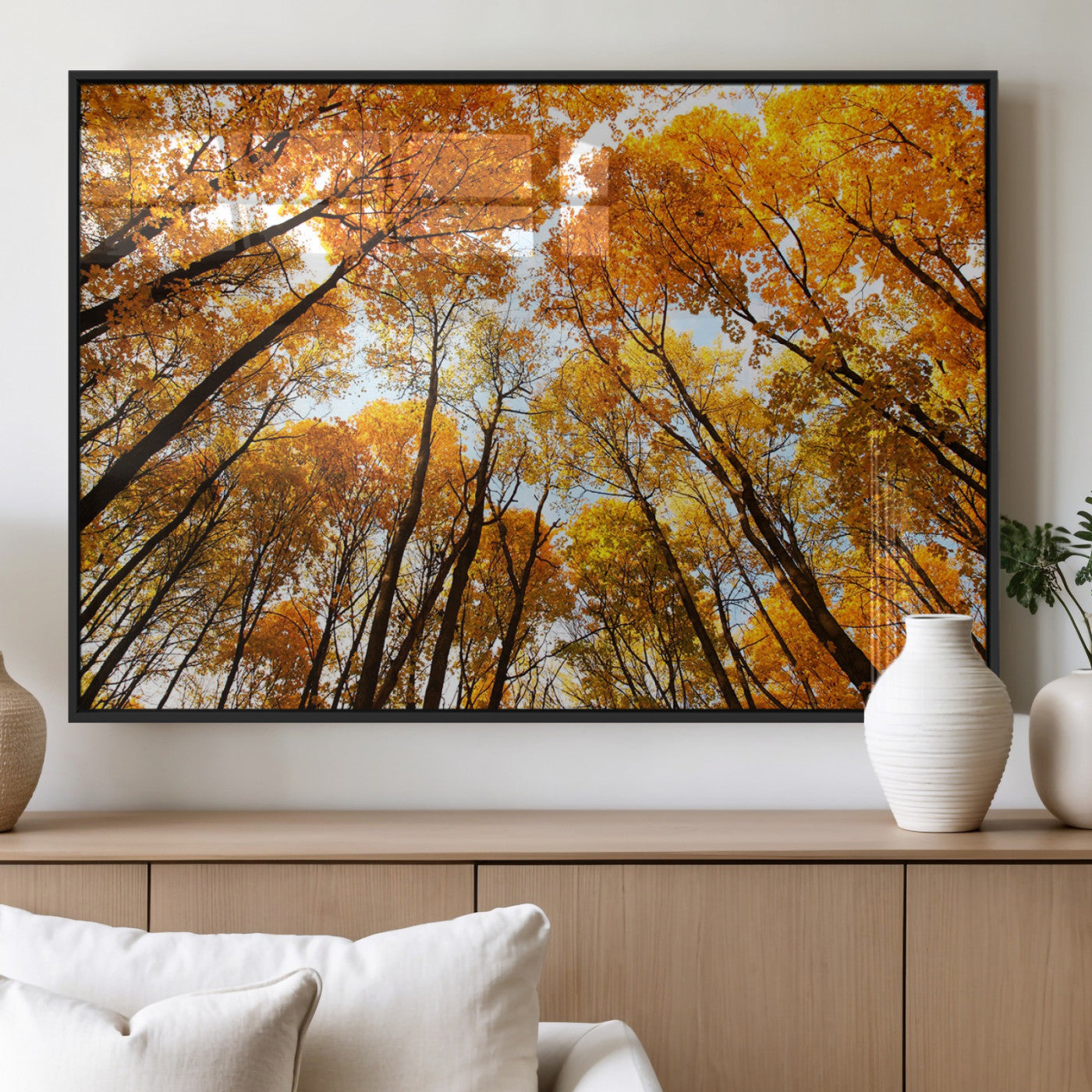 11823-MGV-FP-36X24-3P_Black-Golden Autumn Tree Canopy Wall Art – Stunning Fall Forest Leaves Print, Warm Seasonal Nature Decor for Home, Office or Cabin