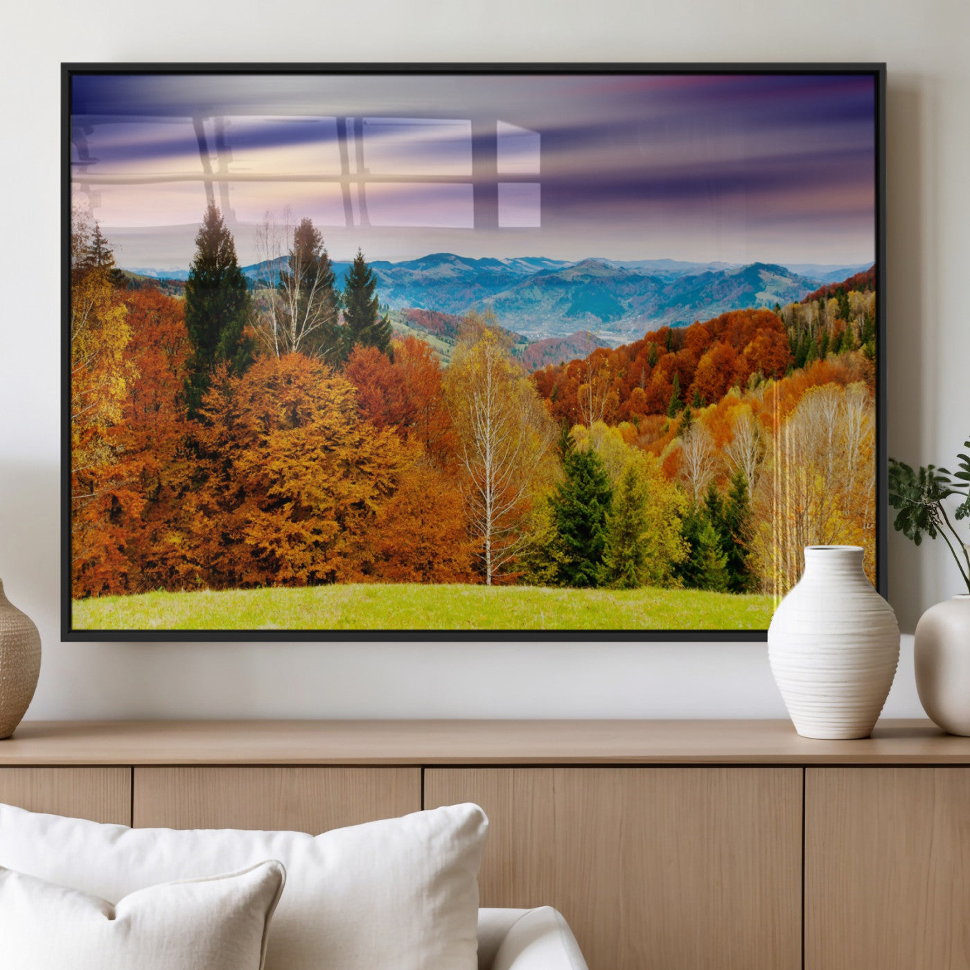 58007-MGV-FP-36X24-3P_Black-Autumn Mountain Landscape Wall Art – Stunning Fall Forest Canvas Print, Cozy Nature Decor for Home or Office