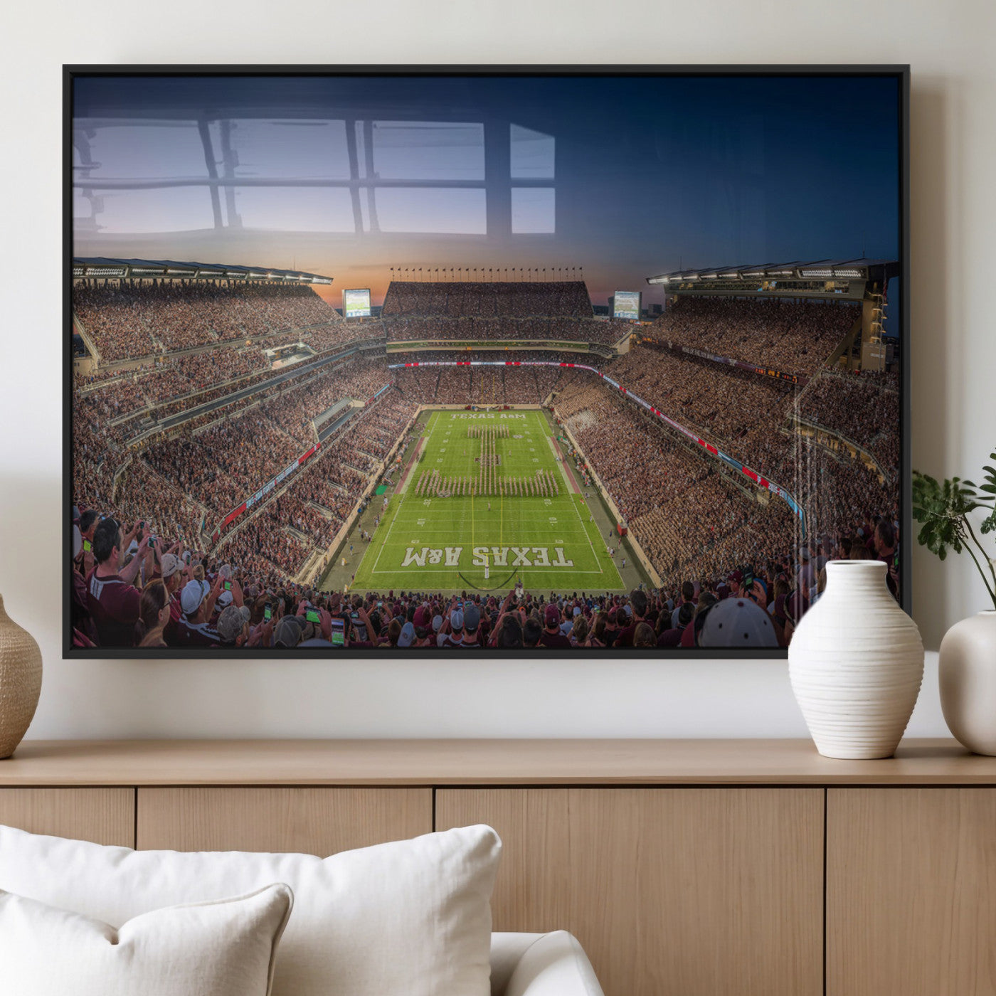 17421-MGV-FP-60X30-3P_Black-Kyle Field Wall Art Canvas Print, Framed Texas Stadium Art Picture Print, Kyle Field Stadium Perfect Sport Room Decor Artwork