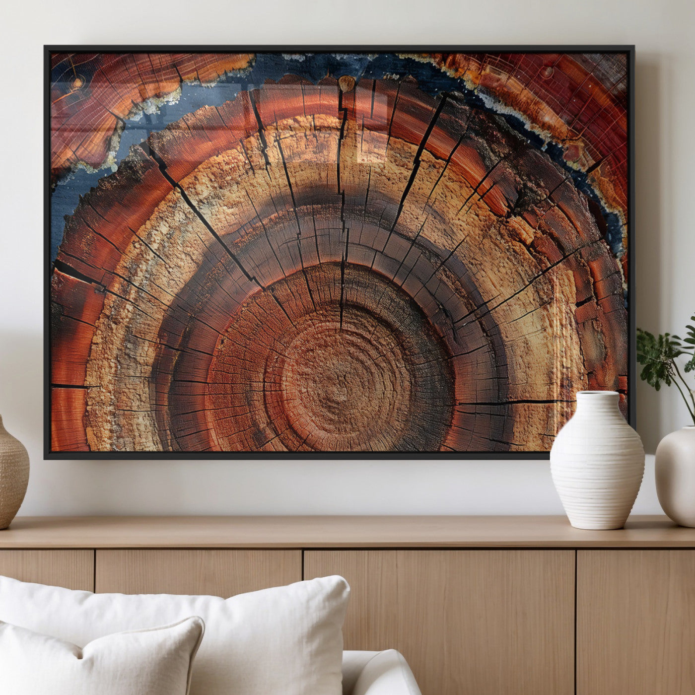 28555-MGV-FP-60X30-3P_Black-Tree Ring Wall Art – Rustic Wood Grain Canvas Print, Natural Texture Abstract Artwork Poster for Living Room, Bedroom, Office,