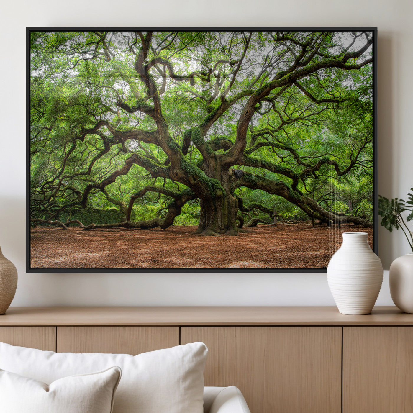 51255351-MGV-FP-36X24-3P_Black-Ancient Tree Wall Art – Majestic Oak Canvas Print, Large Nature Photography, Sacred Forest Landscape Wall Décor, Wisdom Tree