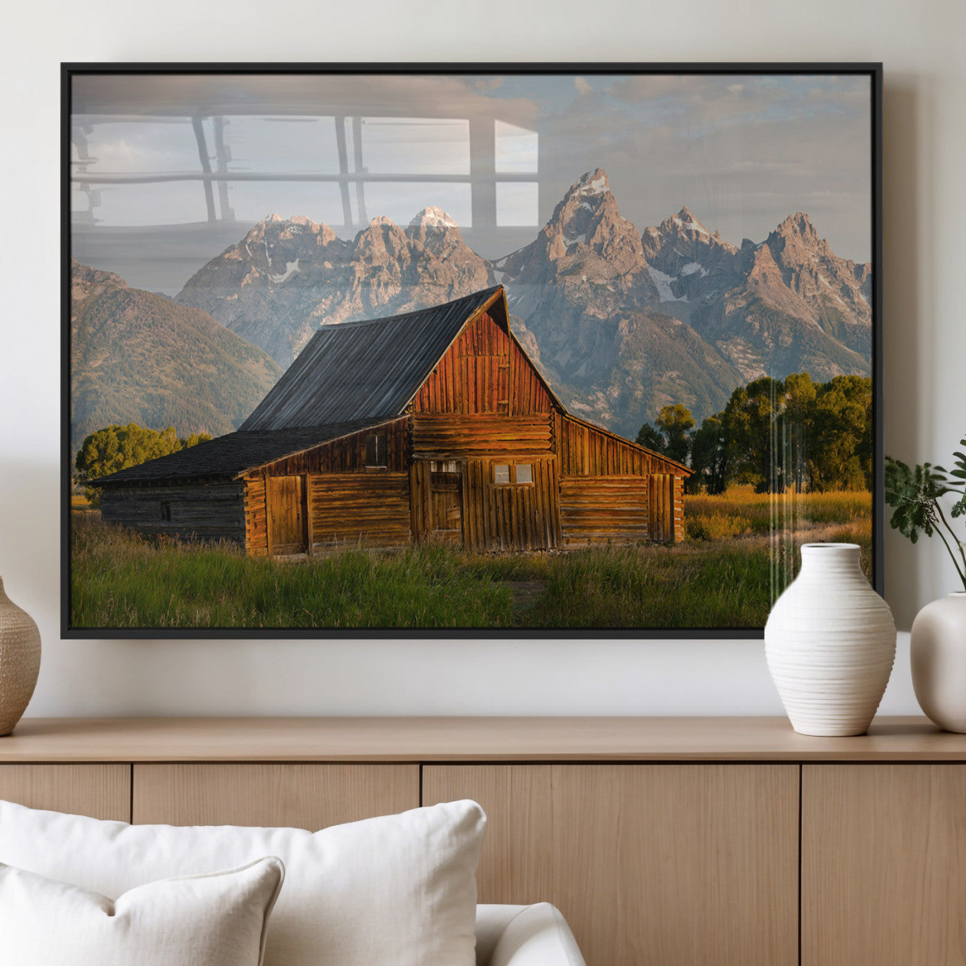 31771014-MGV-FP-36X24-3P_Black-Rustic Barn Wall Art Canvas Print, Framed Western Landscape Art Picture Print, Farmhouse Style Perfect Rustic Farmhouse Decor