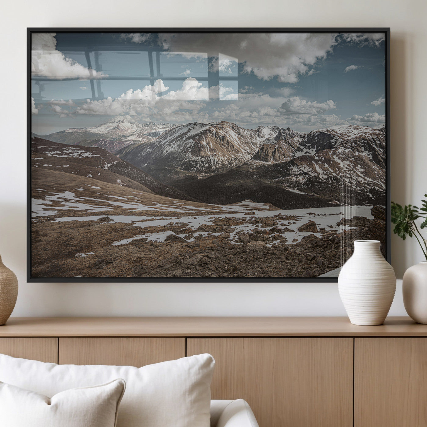 44565953-MGV-FP-60X30-3P_Black-Mountain Landscape Wall Art Canvas Print, Framed Snowy Peaks Art Picture Print, Rugged Highlands Perfect Rustic Adventure Decor