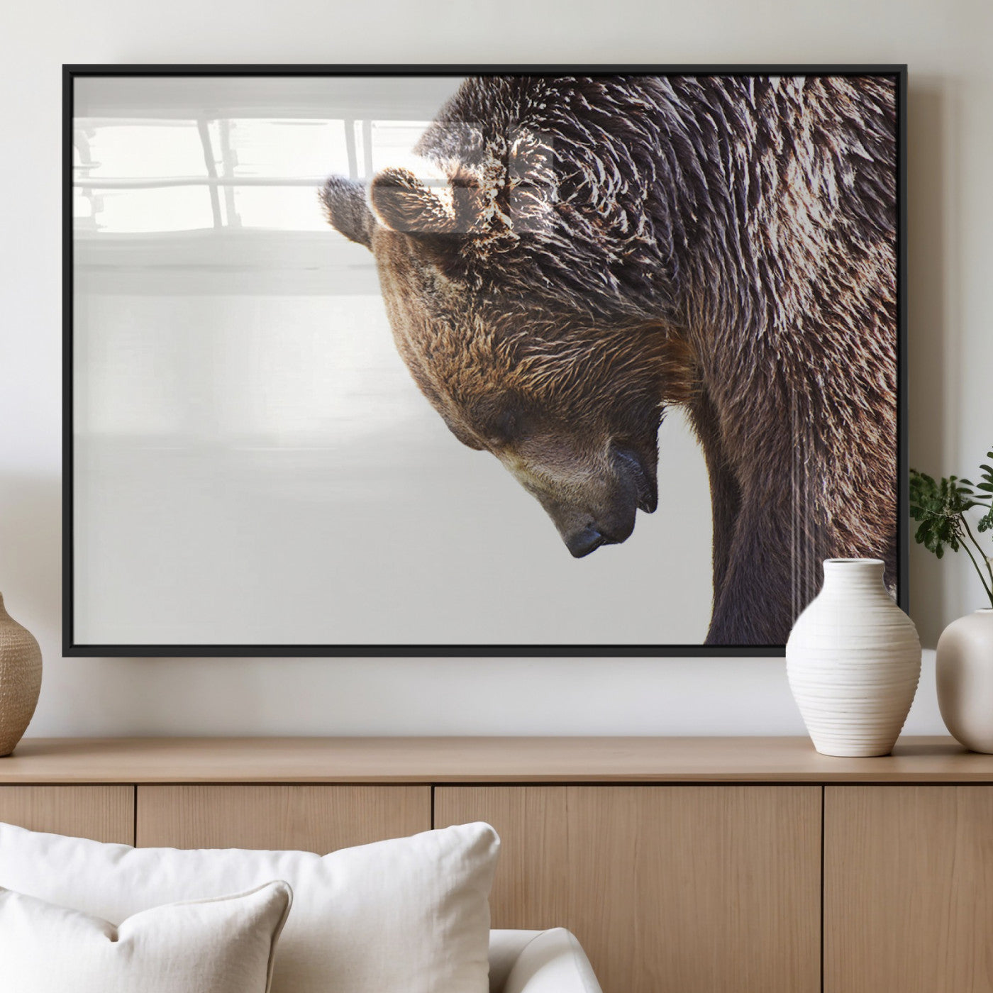 14405507-MGV-FP-36X24-3P_Black-Bear Wall Art – Wildlife Canvas Print with Rustic Animal Portrait and Minimalist Background, Nature Inspired Photography for