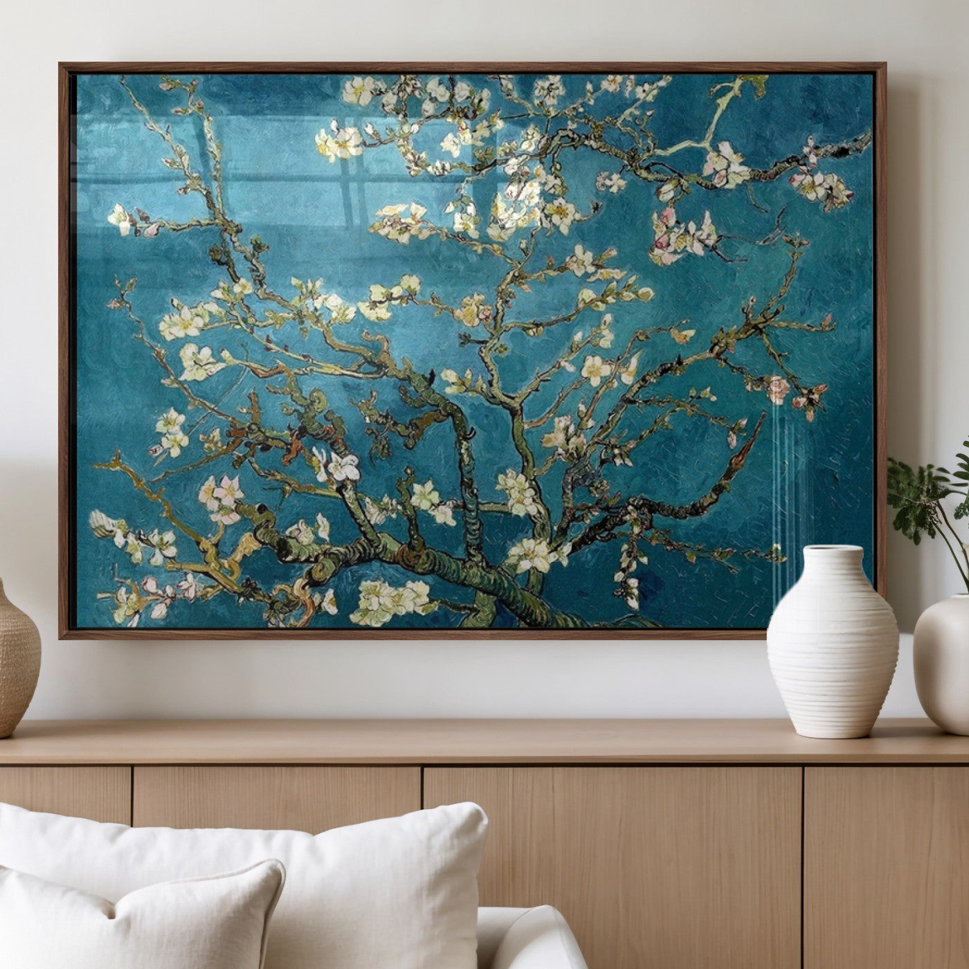 91714-MGV-FP-36X24-3P_Walnut-Almond Blossoms Wall Art – Handcrafted Van Gogh Inspired Floral Canvas Print, Beautiful Nature Decor for Living Room, Bedroom, or