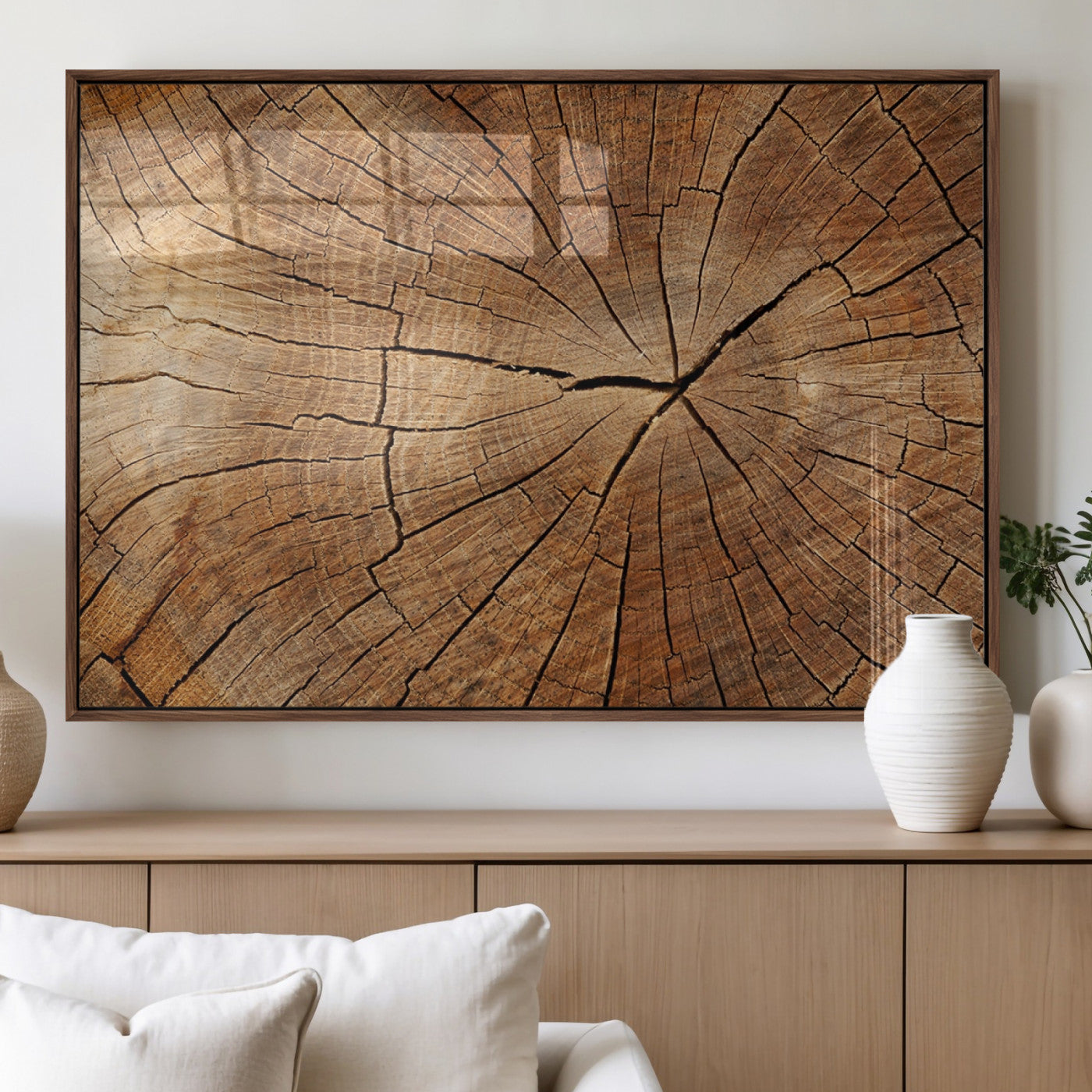 61710-MGV-FP-60X30-3P_Walnut-Tree Rings Wall Art – Rustic Wood Grain Canvas Print of Tree Trunk Cross Section, Nature Inspired Decor for Cabin, Office, Living