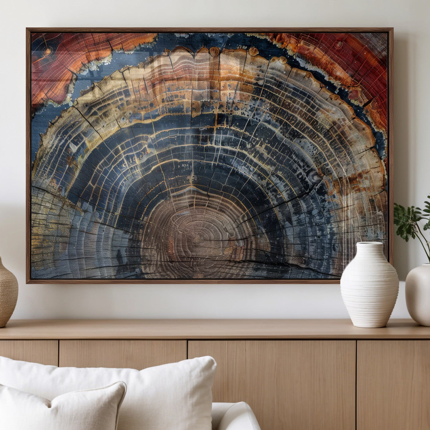 63519-MGV-FP-60X30-3P_Walnut-Tree Ring Wall Art – Rustic Nature Wood Grain Canvas Print, Abstract Natural Texture Artwork Poster for Living Room, Bedroom,