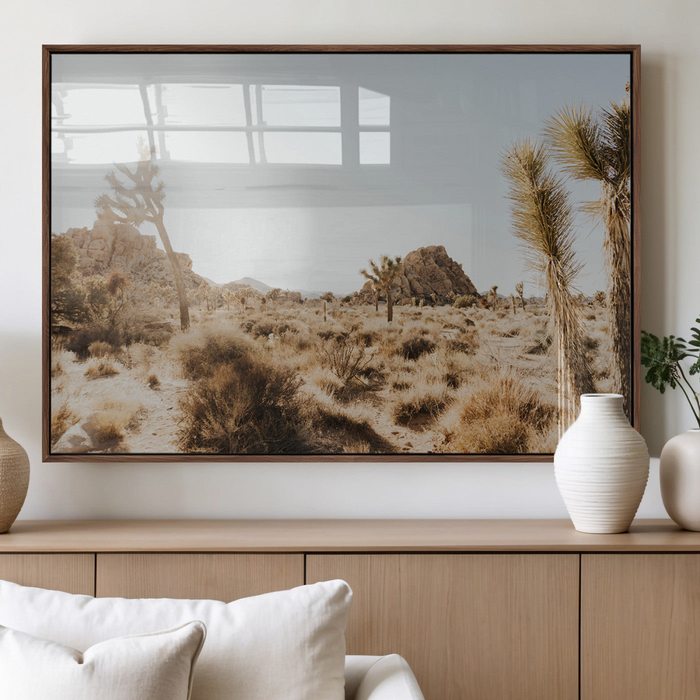 62783269-MGV-FP-36X24-3P_Walnut-Joshua Tree Wall Art – Desert Landscape Photography Canvas Print, Southwest Nature Artwork Rustic Home Decor for Living Room,