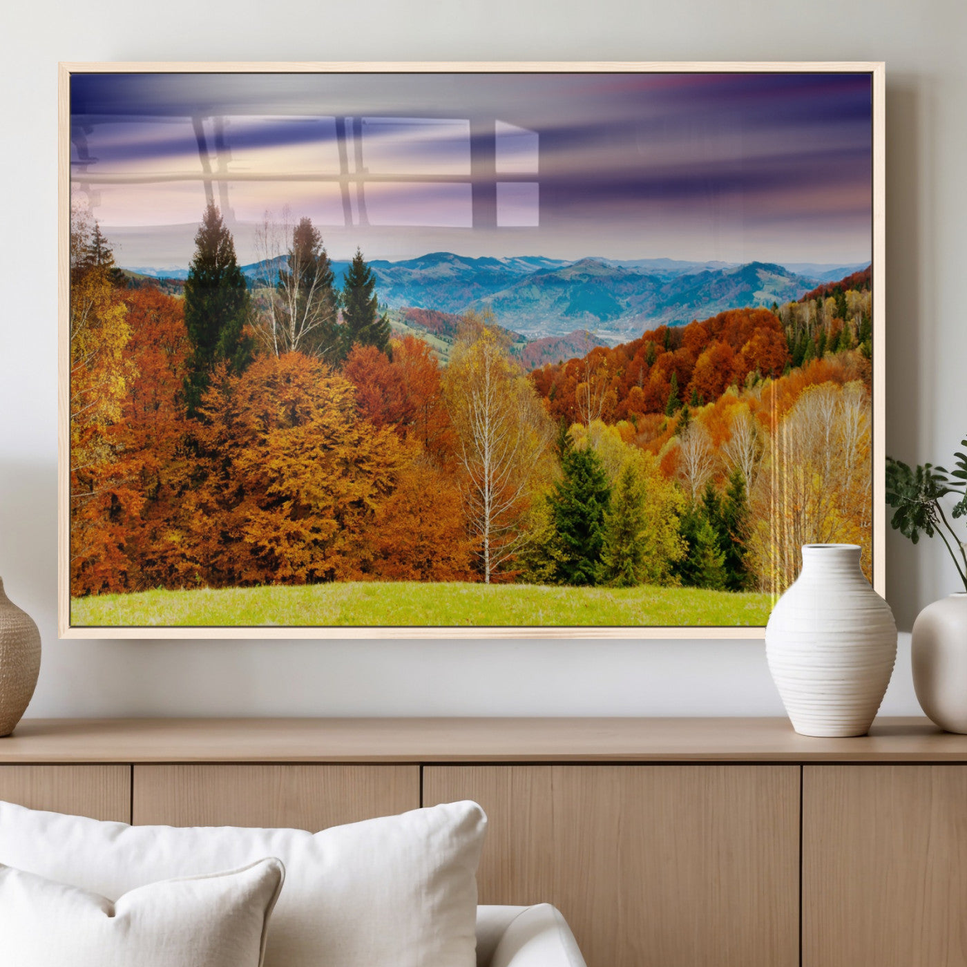 58007-MGV-FP-36X24-3P_Natural-Autumn Mountain Landscape Wall Art – Stunning Fall Forest Canvas Print, Cozy Nature Decor for Home or Office