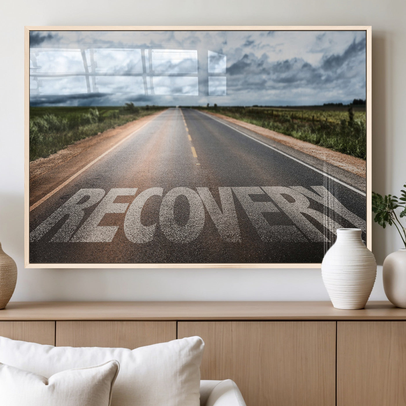 50743-MGV-FP-60X30-3P_Natural-Healing Road Wall Art – Motivational Highway Canvas Print, Inspirational Journey Decor for Office, Gym or Living Room