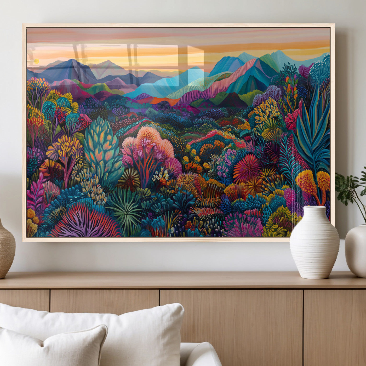 63728-MGV-FP-36X24-3P_Natural-Vibrant Mountain Landscape Wall Art – Colorful Nature Canvas Print, Sunset Scenic Wilderness Artwork for Living Room, Bedroom or