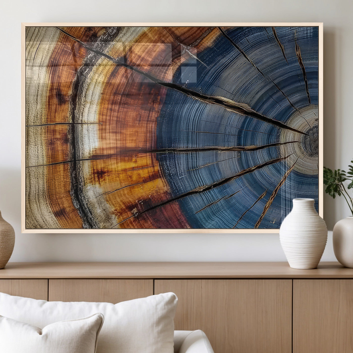 96890915-MGV-FP-36X24-3P_Natural-Abstract Tree Ring Wall Art – Rustic Nature Canvas Print with Wood Grain Texture, Modern Earth Tone Artwork for Office, Living