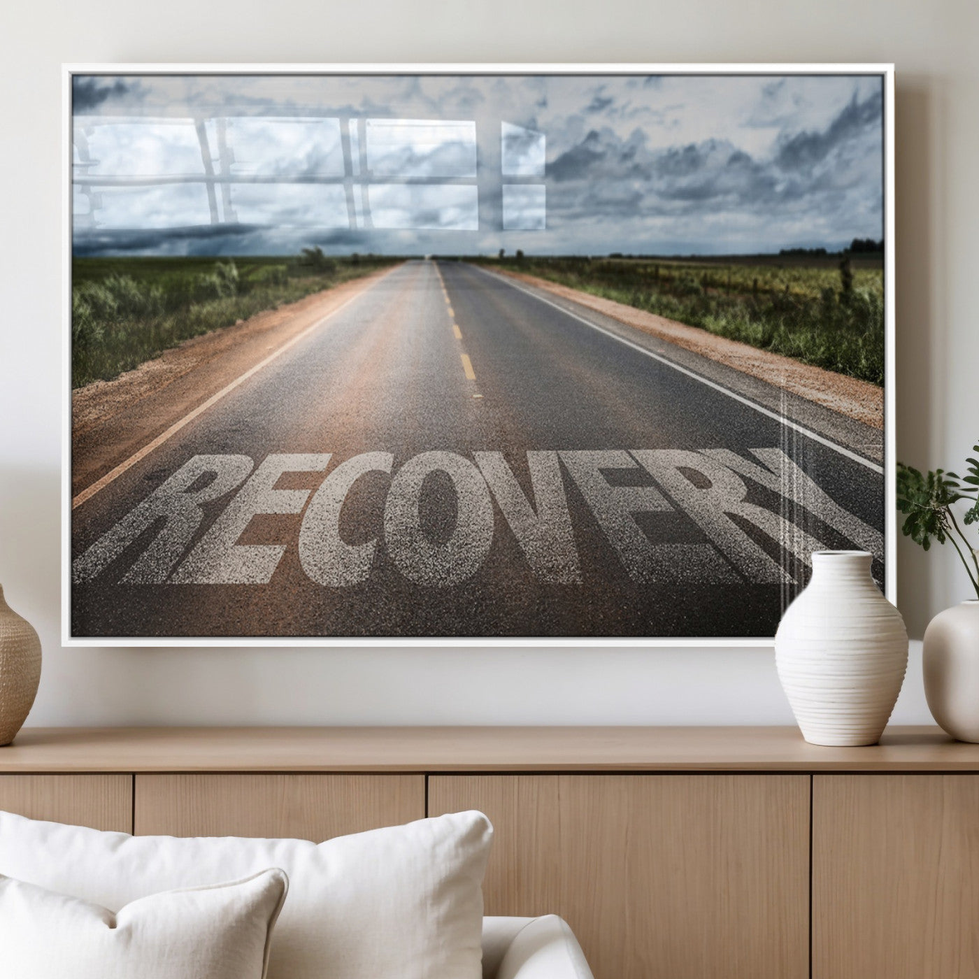 50743-MGV-FP-60X30-3P_White-Healing Road Wall Art – Motivational Highway Canvas Print, Inspirational Journey Decor for Office, Gym or Living Room
