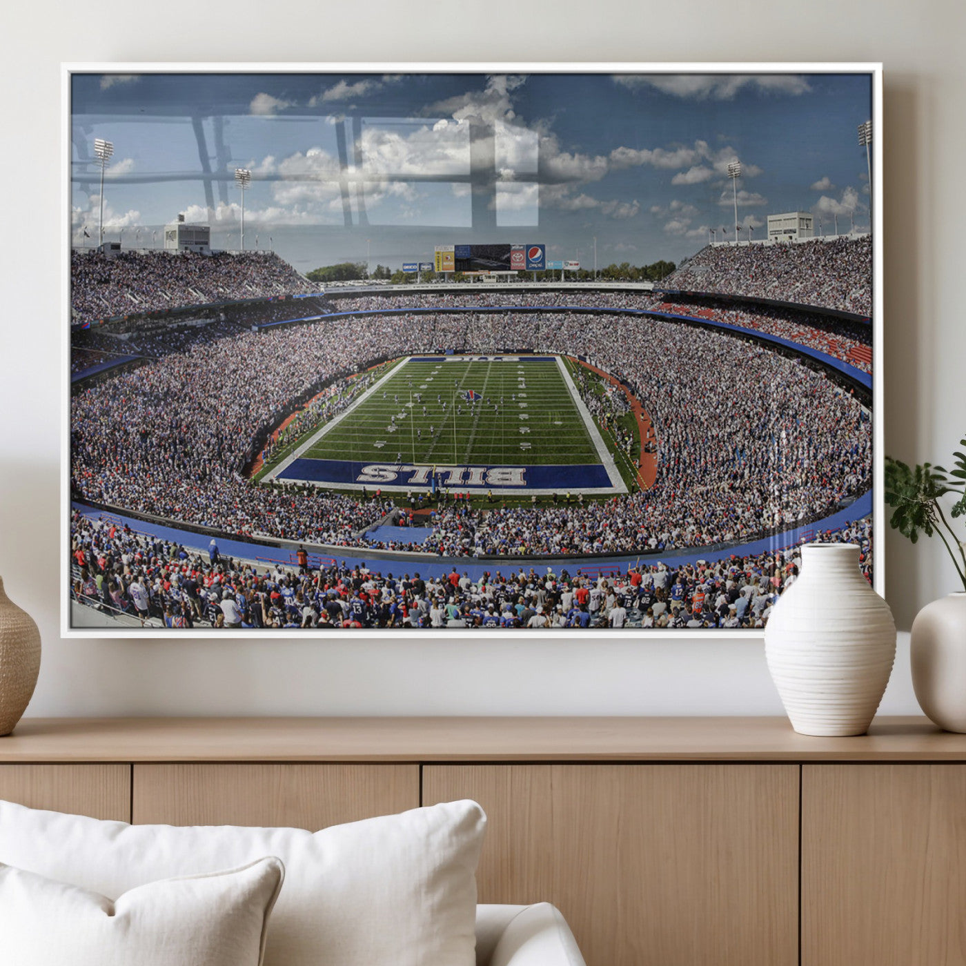 76491-MGV-FP-60X30-3P_White-Buffalo Bills Stadium Wall Art Canvas Print, Framed Bills Stadium Art Picture Print, Highmark Stadium Perfect Sport Room Decor