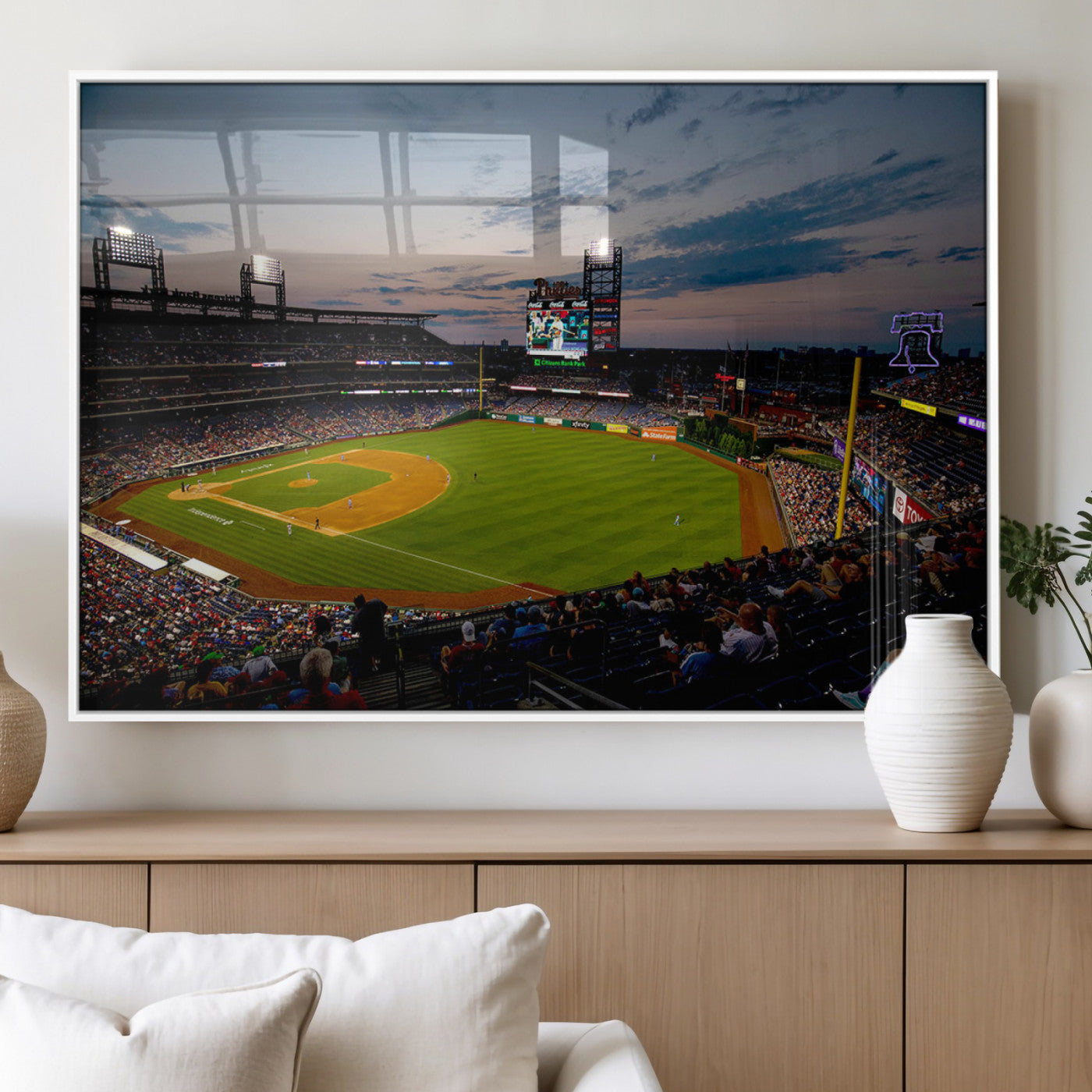 17415-MGV-FP-60X30-3P_White-Philadelphia Phillies Stadium Wall Art Canvas Print, Framed Citizens Bank Park Art Picture Print, Phillies Stadium Field Perfect