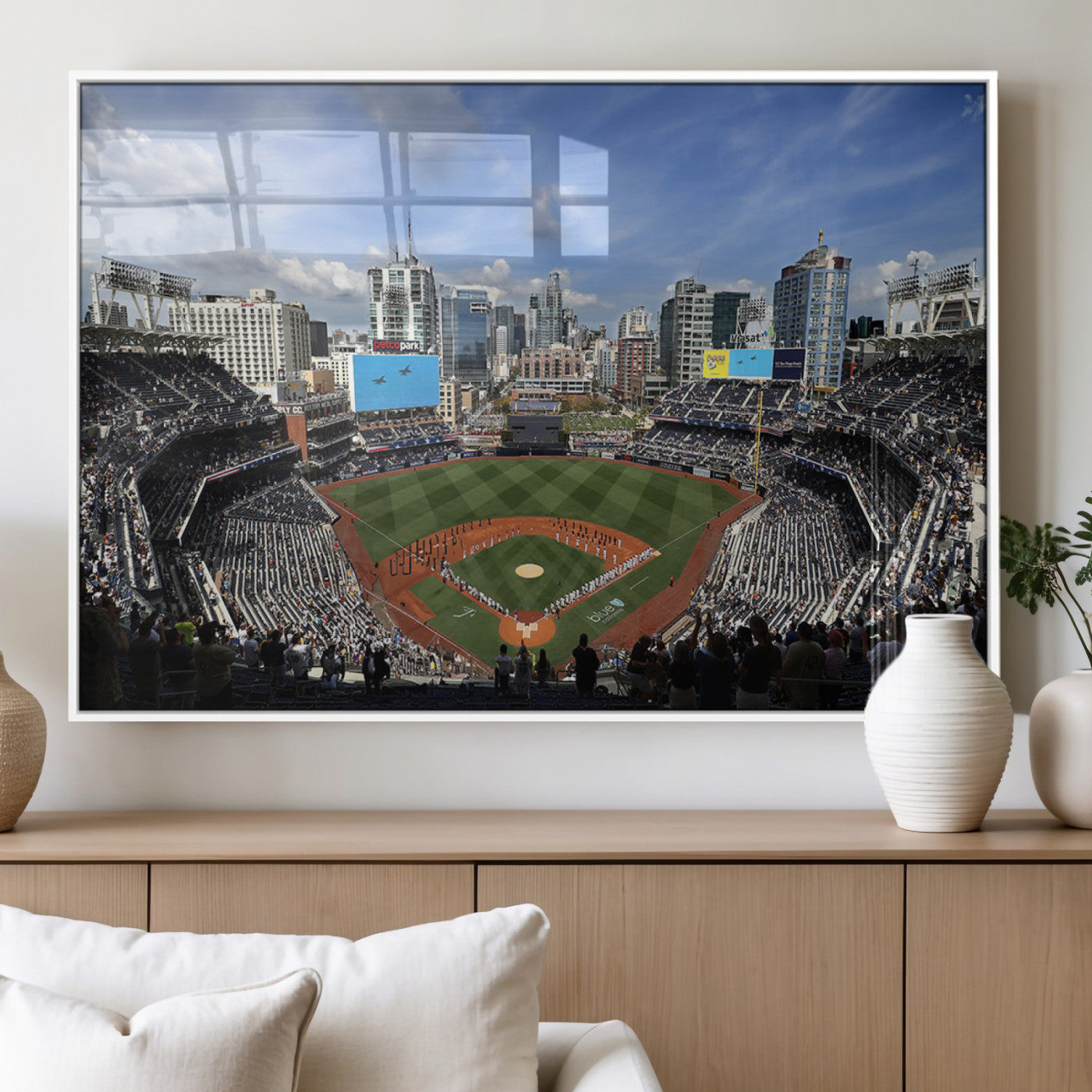 87122-MGV-FP-36X24-3P_White-Petco Park Field Wall Art Canvas Print, Framed San Diego Stadium Art Picture Print, Petco Park Stadium Perfect Sport Room Decor