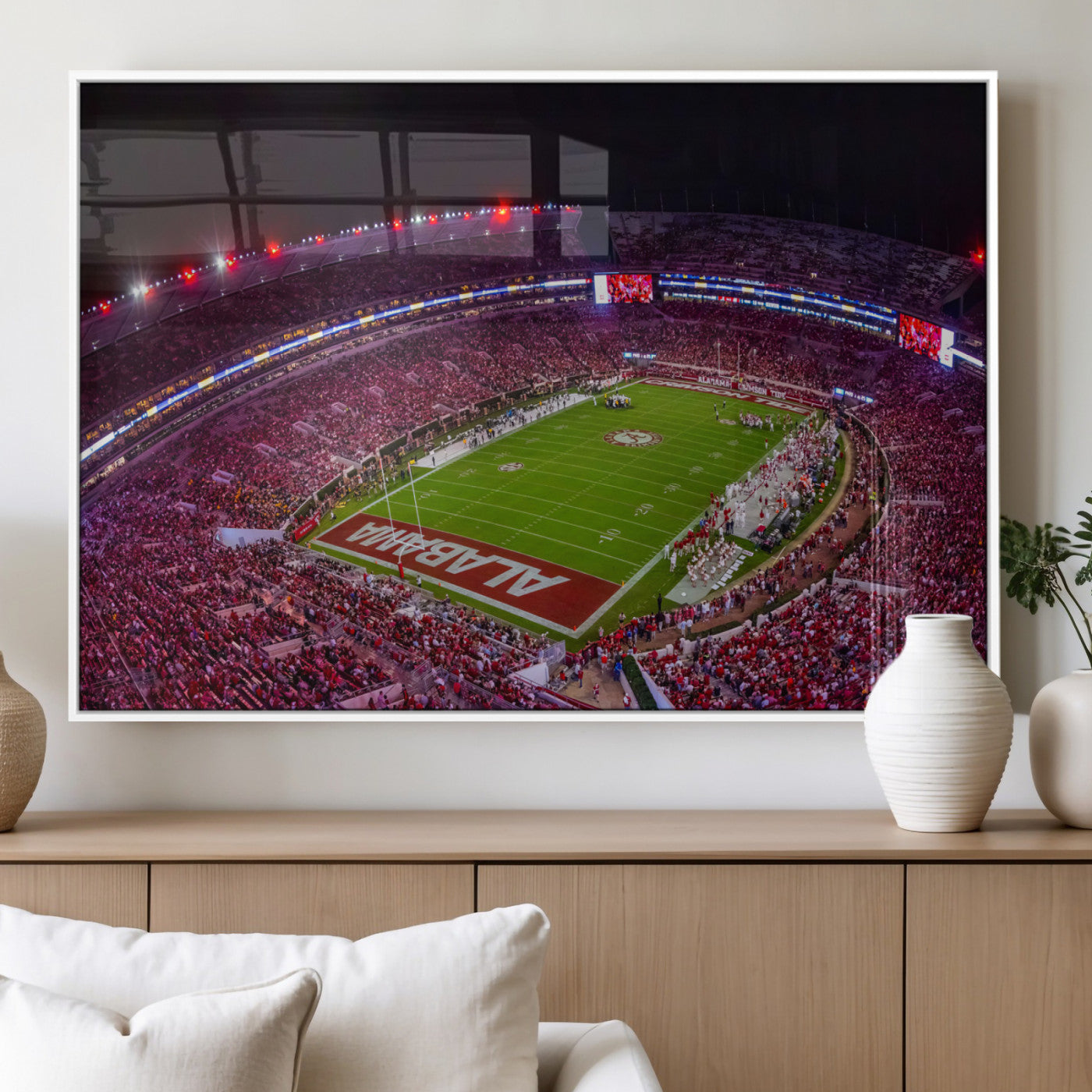 11343-MGV-FP-36X24-3P_White-Bryant-Denny Stadium Wall Art – Panoramic Alabama Crimson Tide Football Field Canvas Print, Game Day Decor for Office, Man Cave or